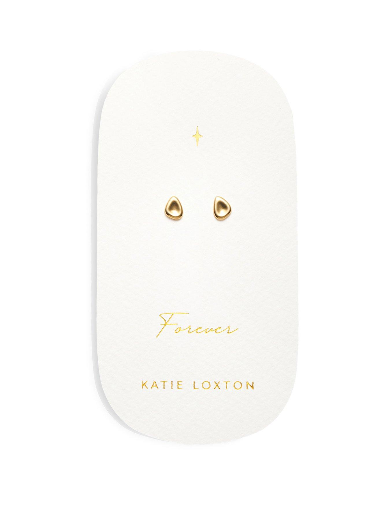 Product photograph of Katie Loxton Forever Waterproof Gold Pebble Earrings from very.co.uk