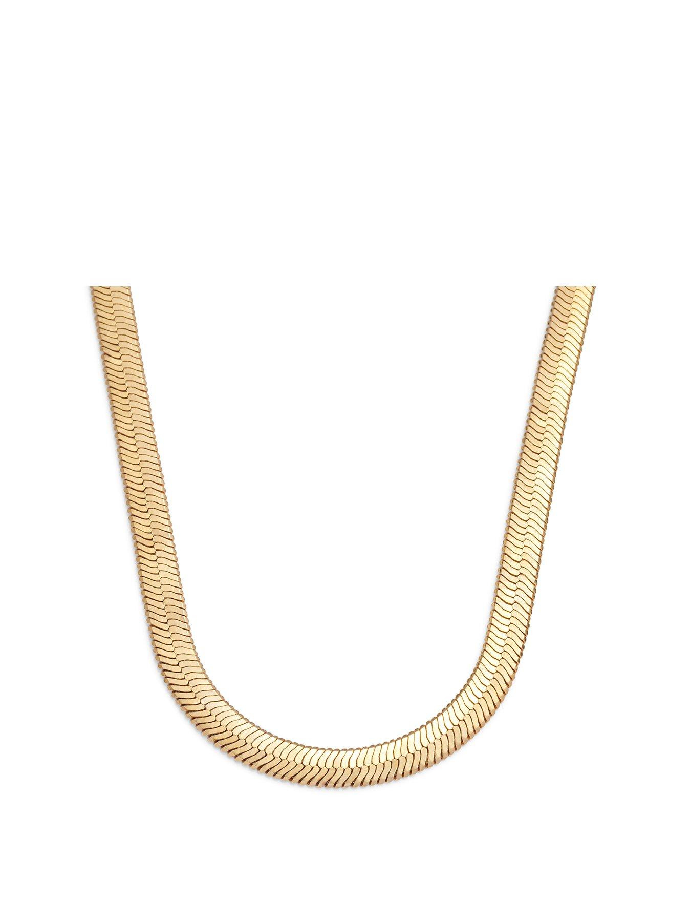Product photograph of Katie Loxton Ciana Large Snake Chain Necklace Gold Necklace 42cm 5cm Extender from very.co.uk