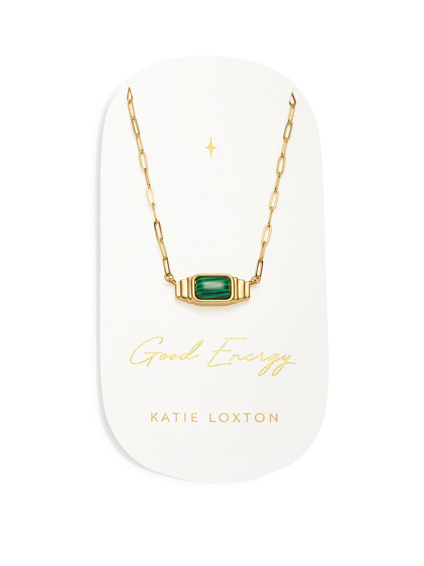Product photograph of Katie Loxton Malachite Necklace Gold Necklace 40cm 5cm Extender from very.co.uk