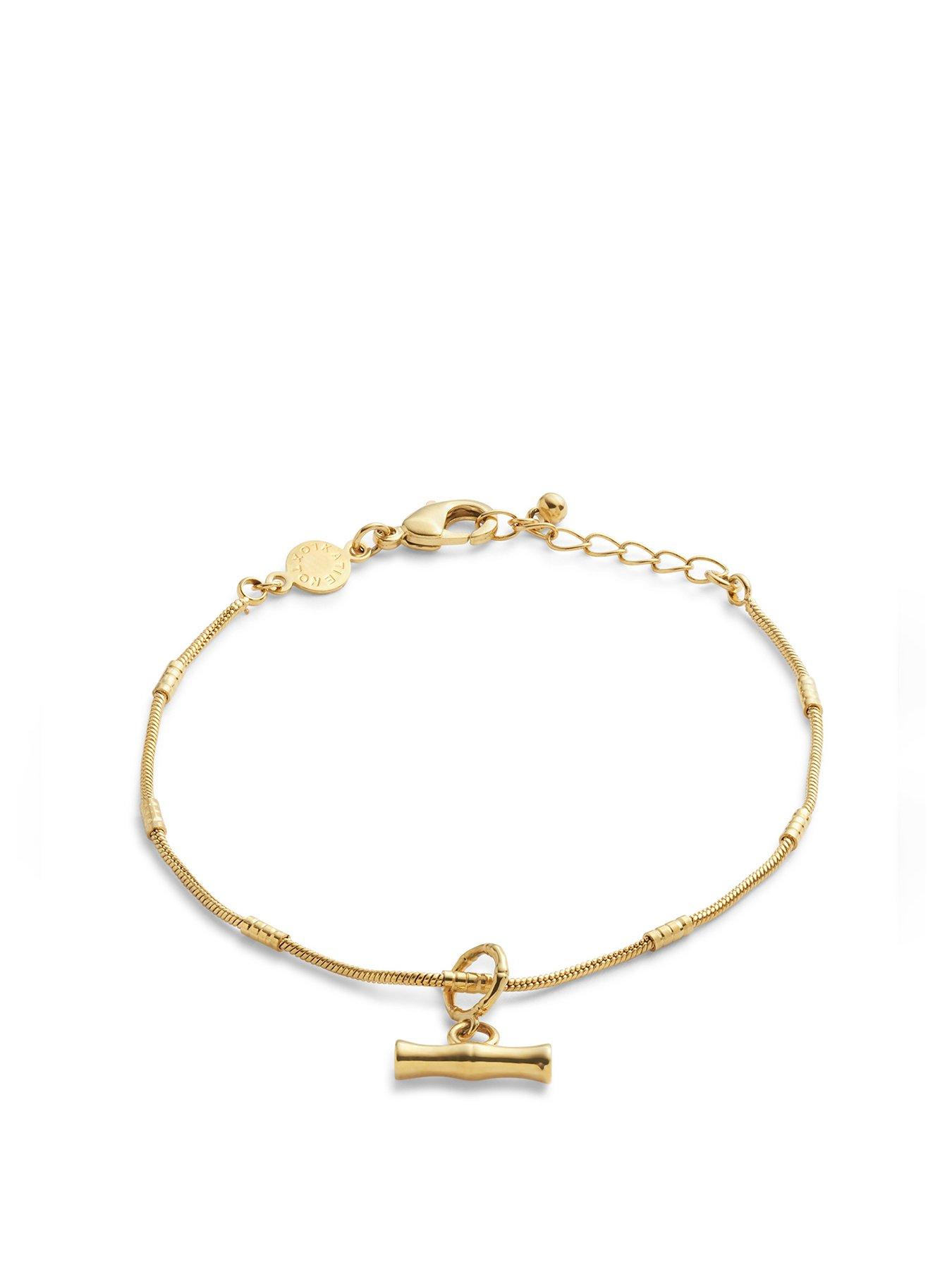 Product photograph of Katie Loxton Bamboo Waterproof Gold Bracelet from very.co.uk