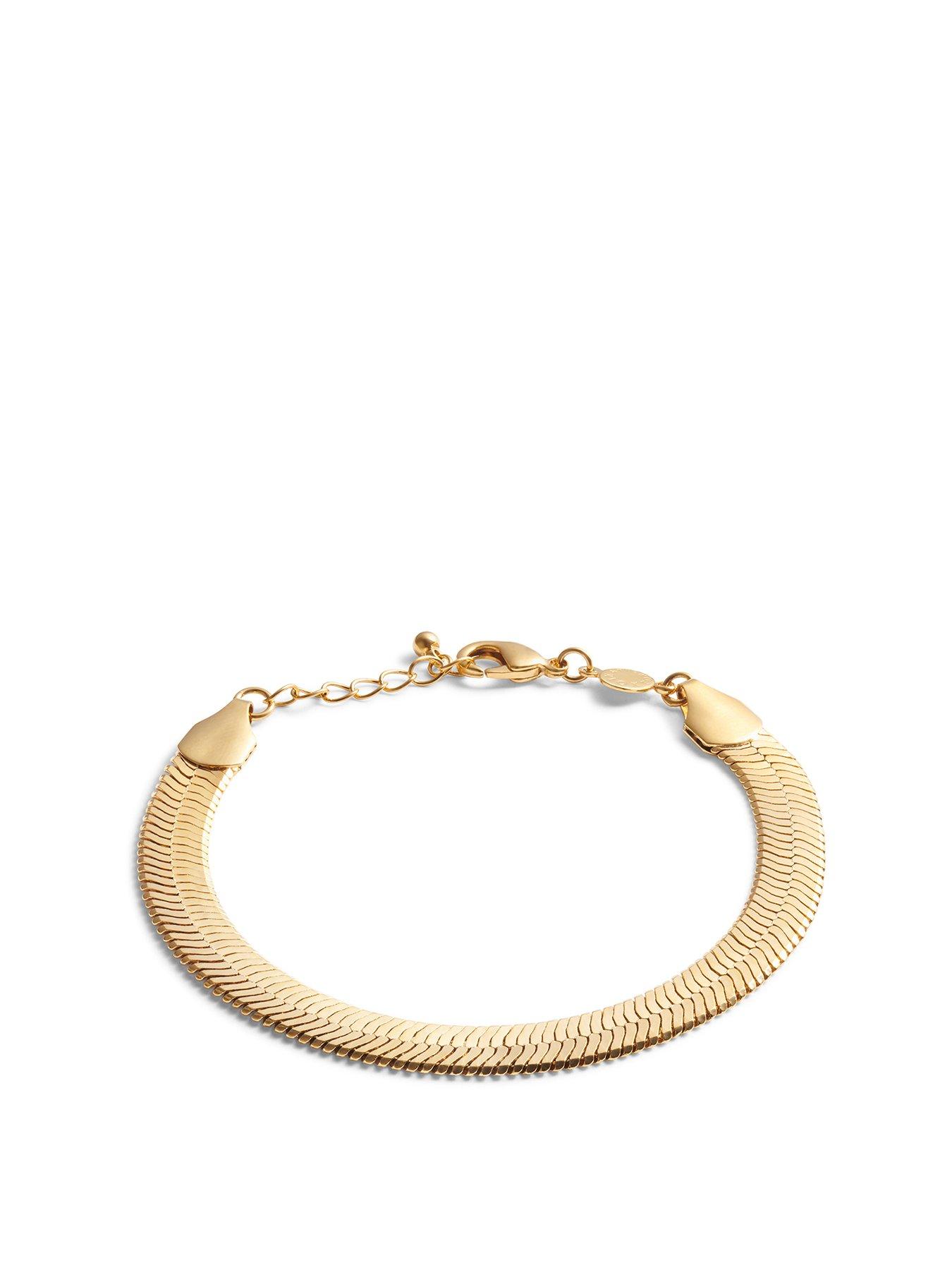 Product photograph of Katie Loxton Ciana Large Snake Chain Bracelet Gold Bracelet 18cm 3cm Extender from very.co.uk