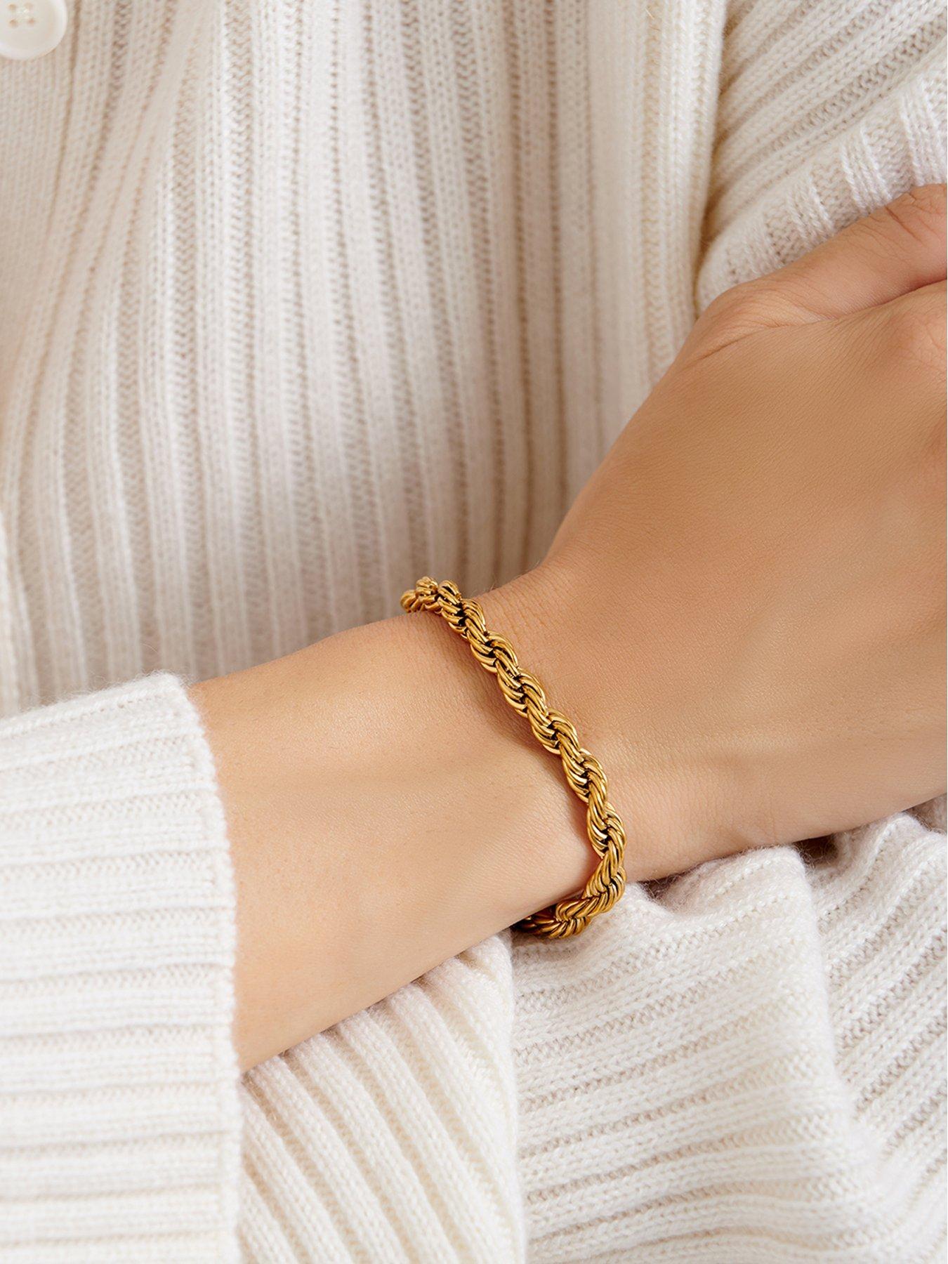 Katie Loxton REINE ROPE BRACELET Gold Bracelet 18cm double chain 3cm extender Very