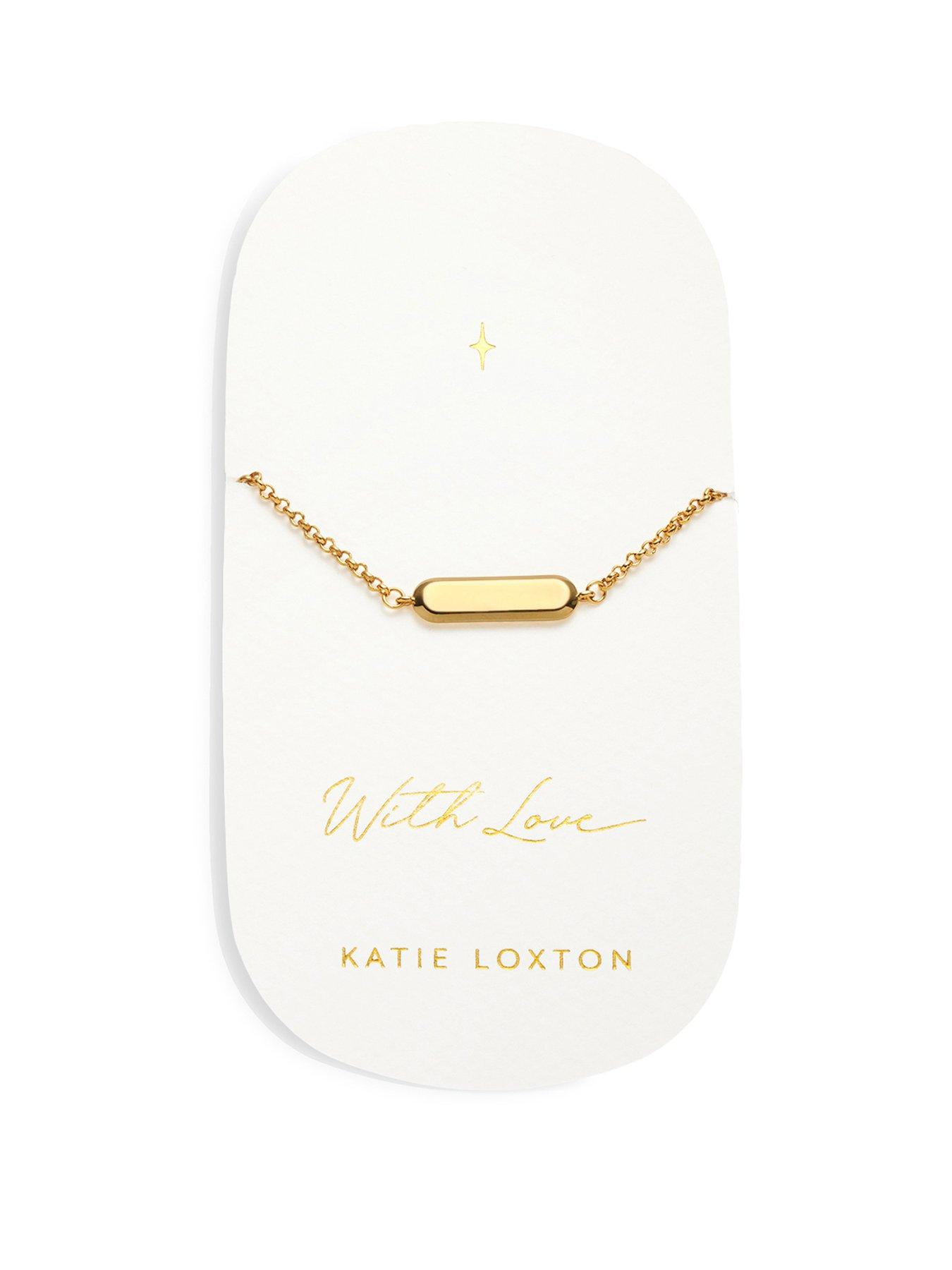 Product photograph of Katie Loxton Signet Waterproof Gold Bracelet from very.co.uk