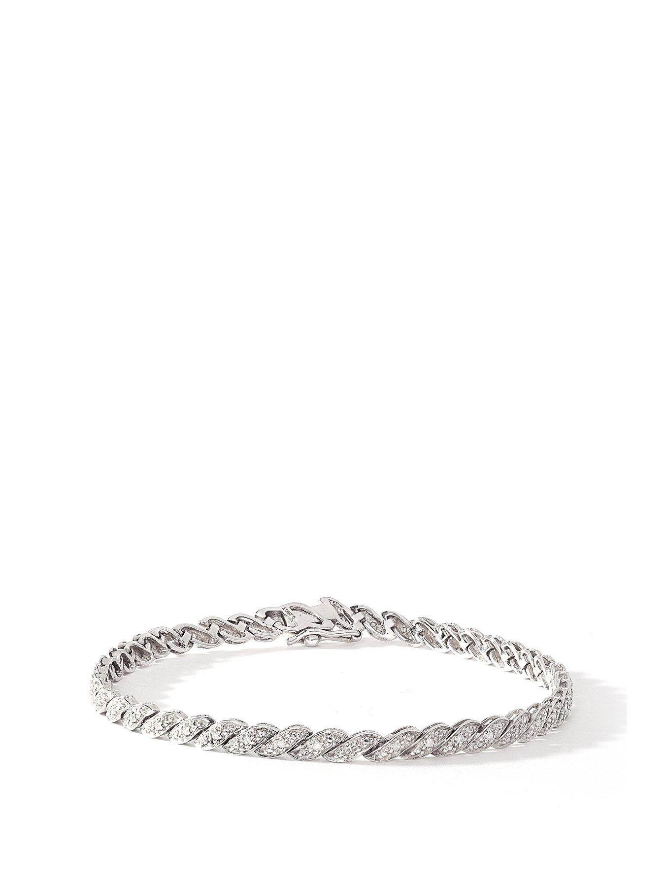 Product photograph of Love Diamond Sterling Silver 0 26ct Diamond Swirl Tennis Bracelet from very.co.uk