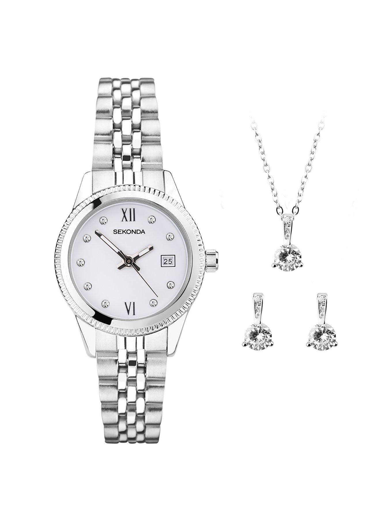 Sekonda Gift Set Womens 26mm Analogue Watch with Silver Stone Set