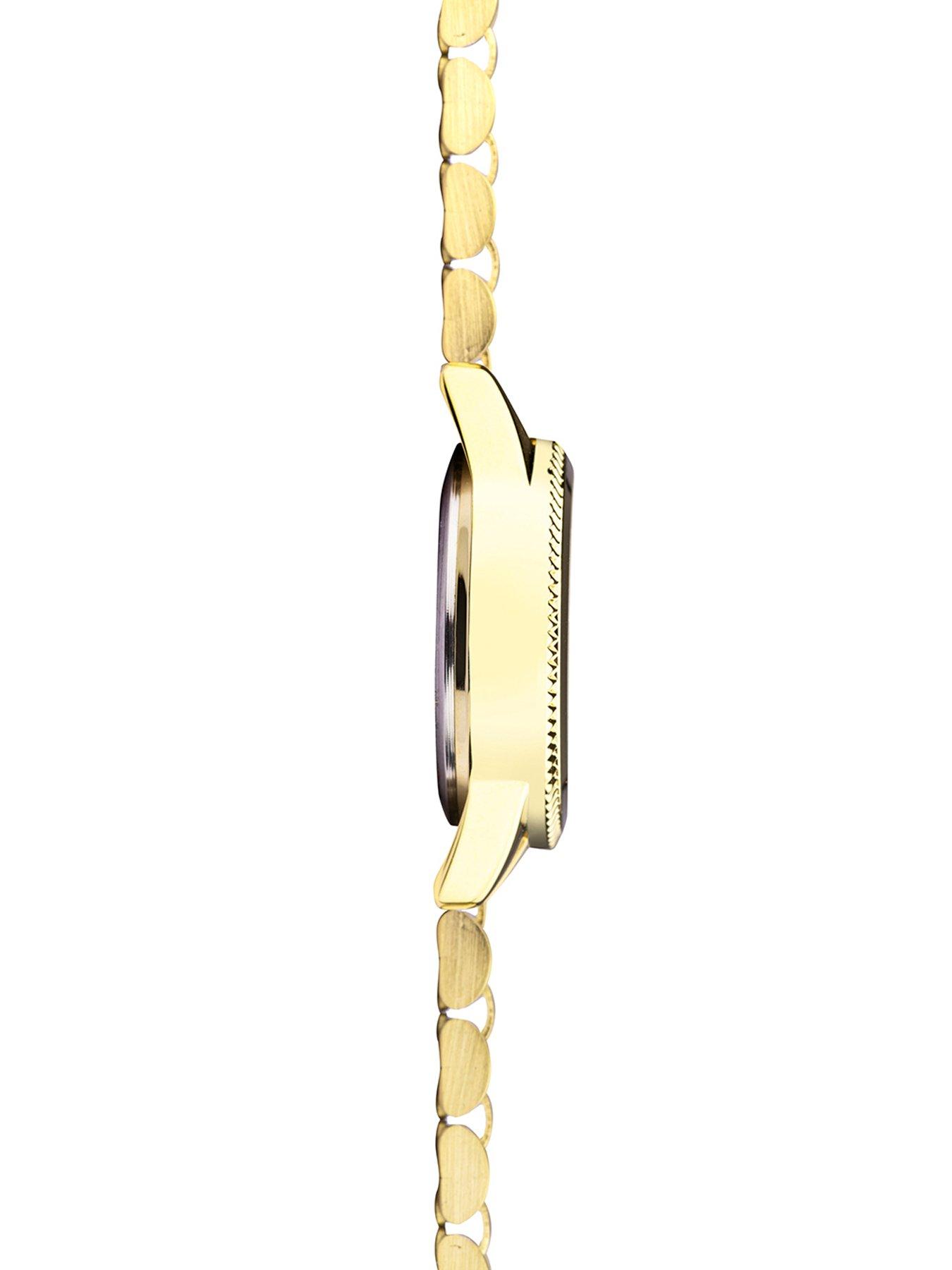 Image 4 of 6 of Sekonda Gift Set Womens 26mm Analogue Watch with Yellow Gold Stone Set Black Dial, Yellow Gold Stainless Steel Bracelet Matching Pendant and Earrings