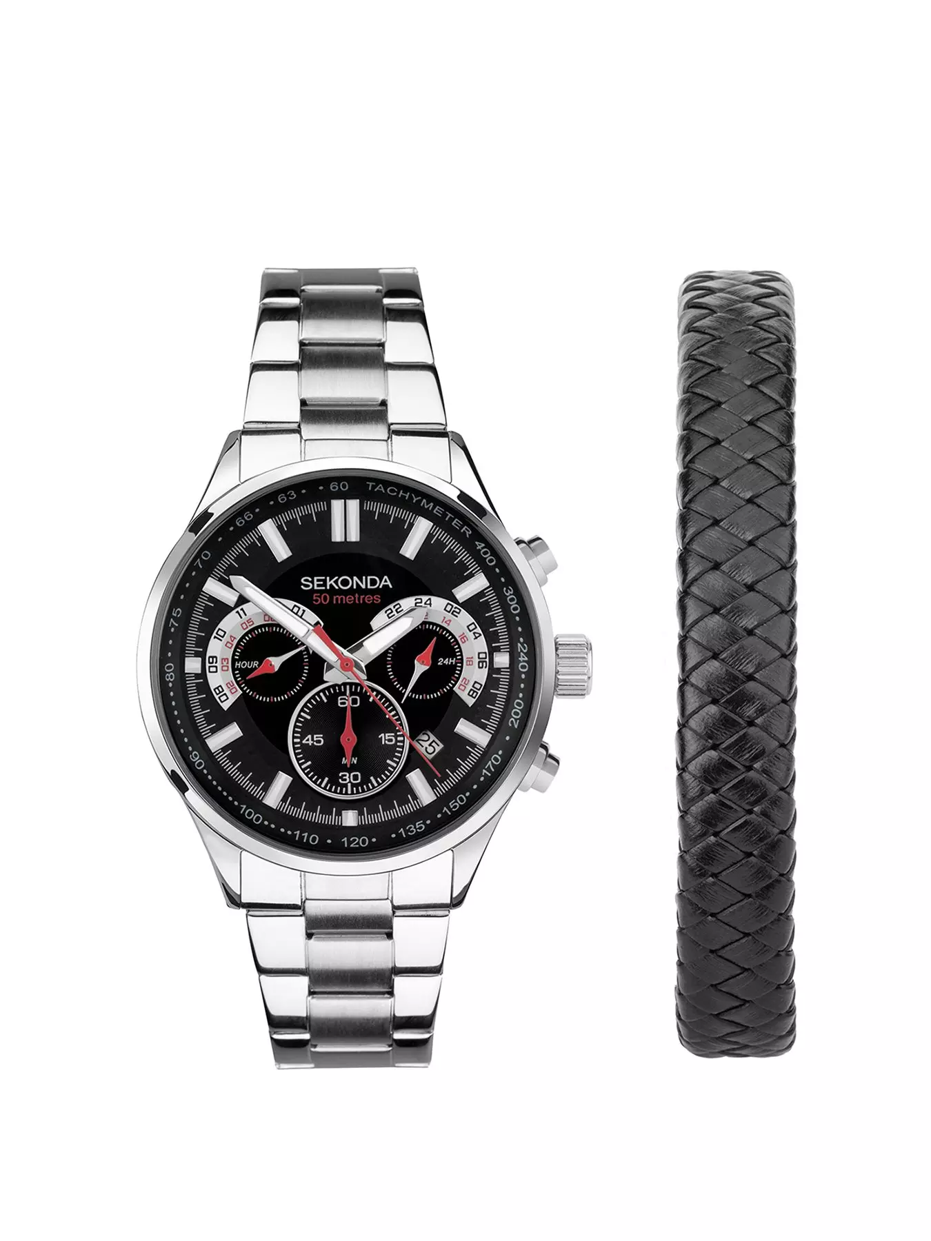 Optimus, Black Stainless Steel Watch With 4 Black Subdials