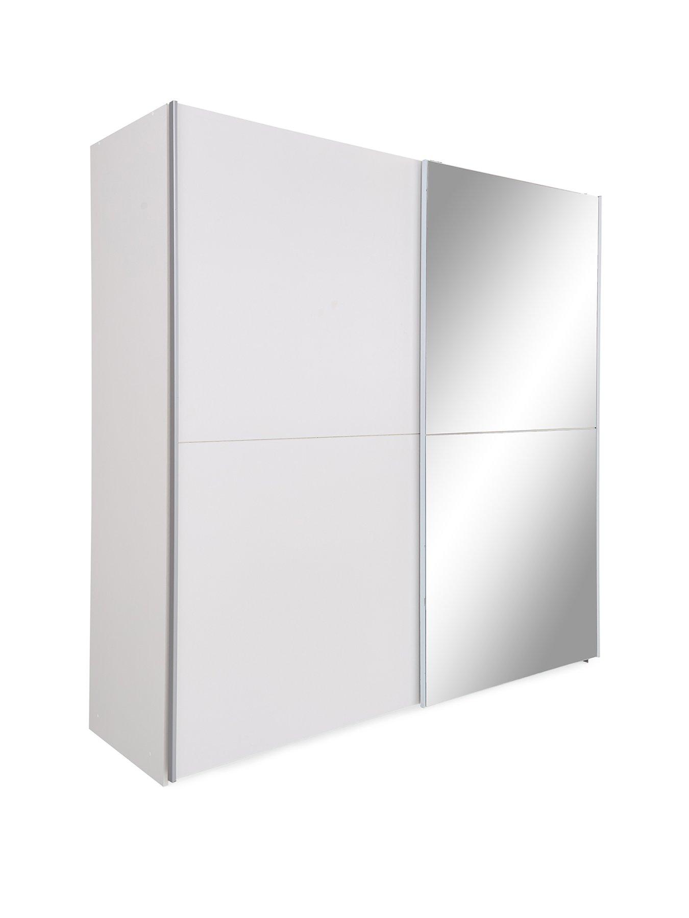 Very Home Nico 190 cm 2 Door Sliding Mirrored Wardrobe - White | Very