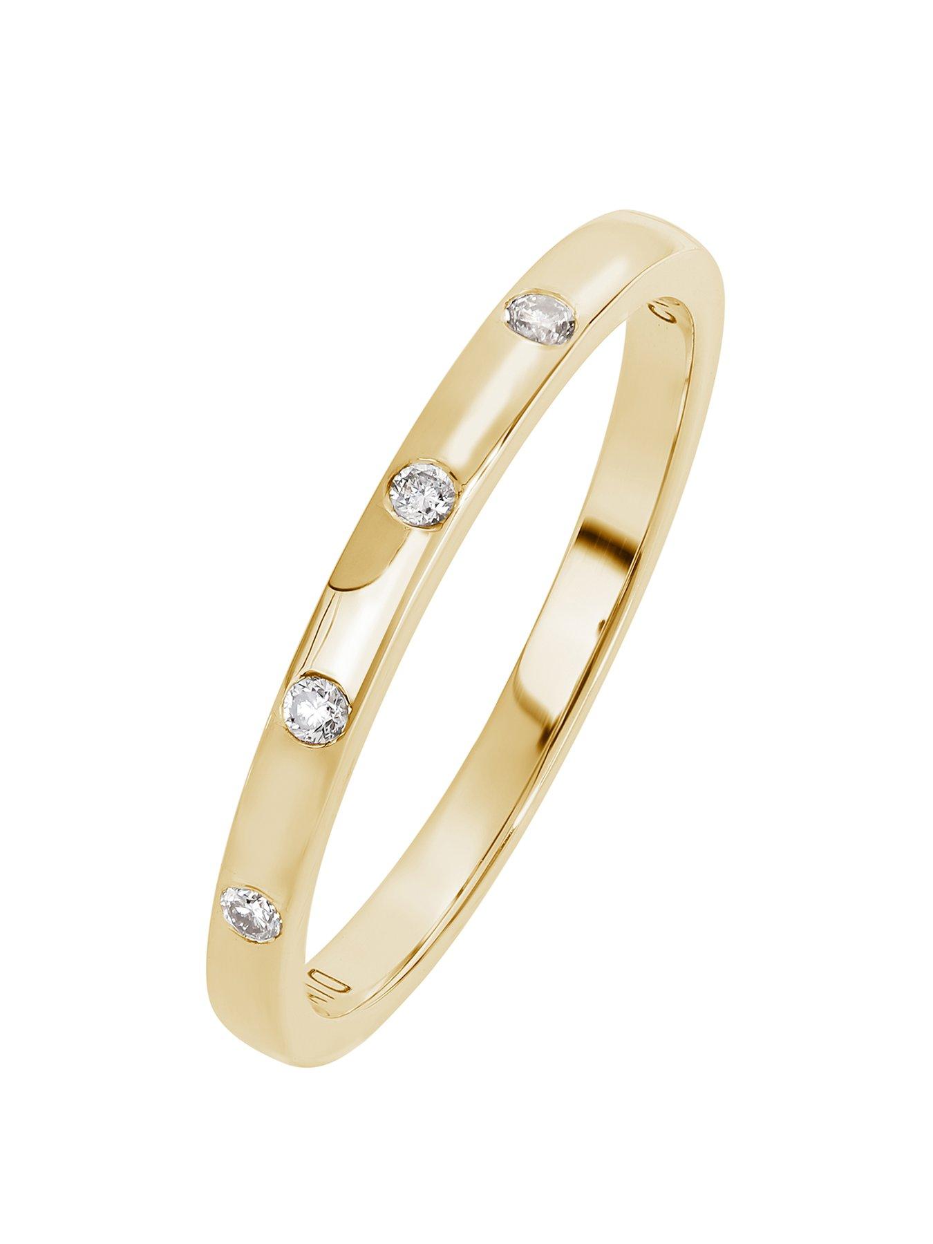 Product photograph of Love Diamond 9ct Yellow Gold 2mm Bezel Set Diamond Eternity Band Ring from very.co.uk