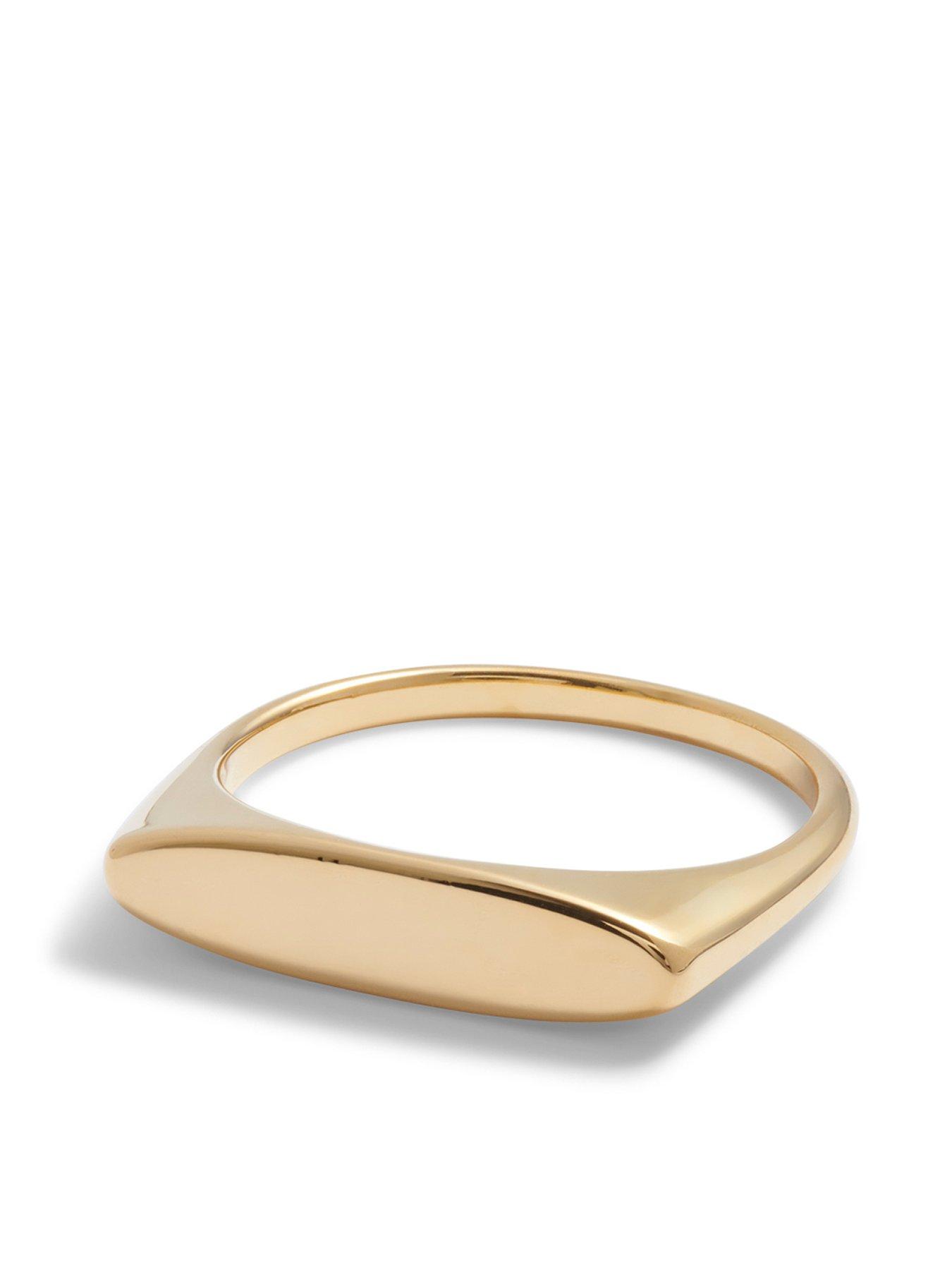 Product photograph of Katie Loxton Gold Waterproof Signet Ring from very.co.uk