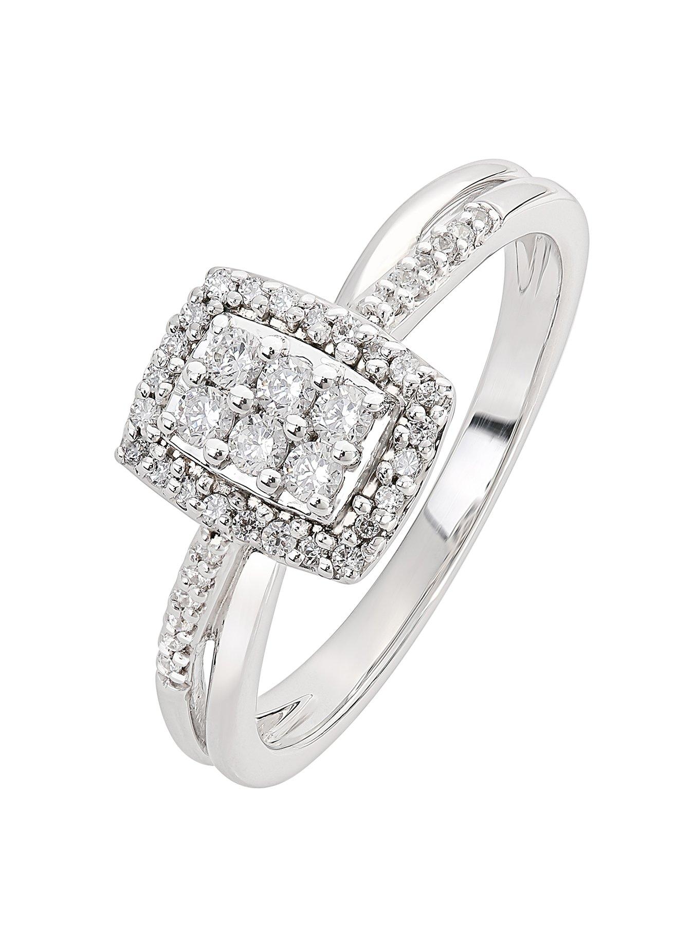 Product photograph of Love Diamond 9ct White Gold 0 25ct Natural Diamond Pave Halo Crossover Engagement Ring from very.co.uk
