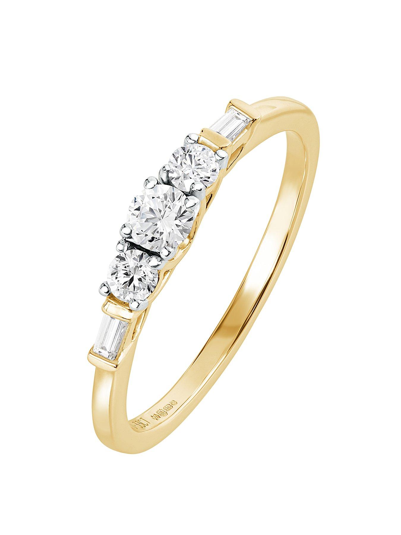 Product photograph of Love Diamond 9ct Yellow Gold 0 33ct Natural Diamond Five-stone Ring from very.co.uk