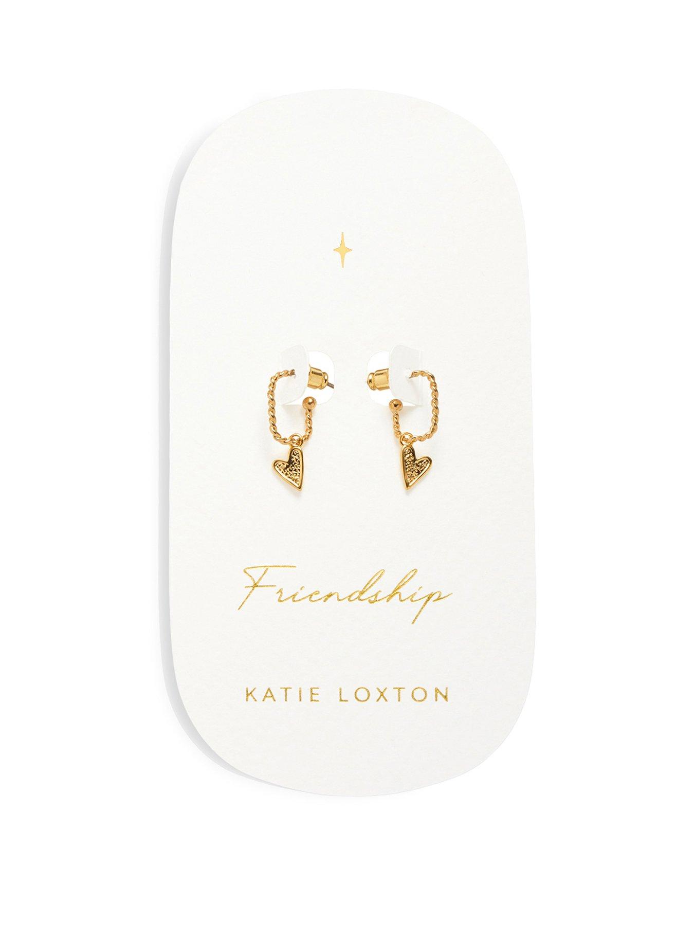 Product photograph of Katie Loxton Heart Earrings Gold Earrings 1 3cm X 0 1cm X 0 9cm from very.co.uk