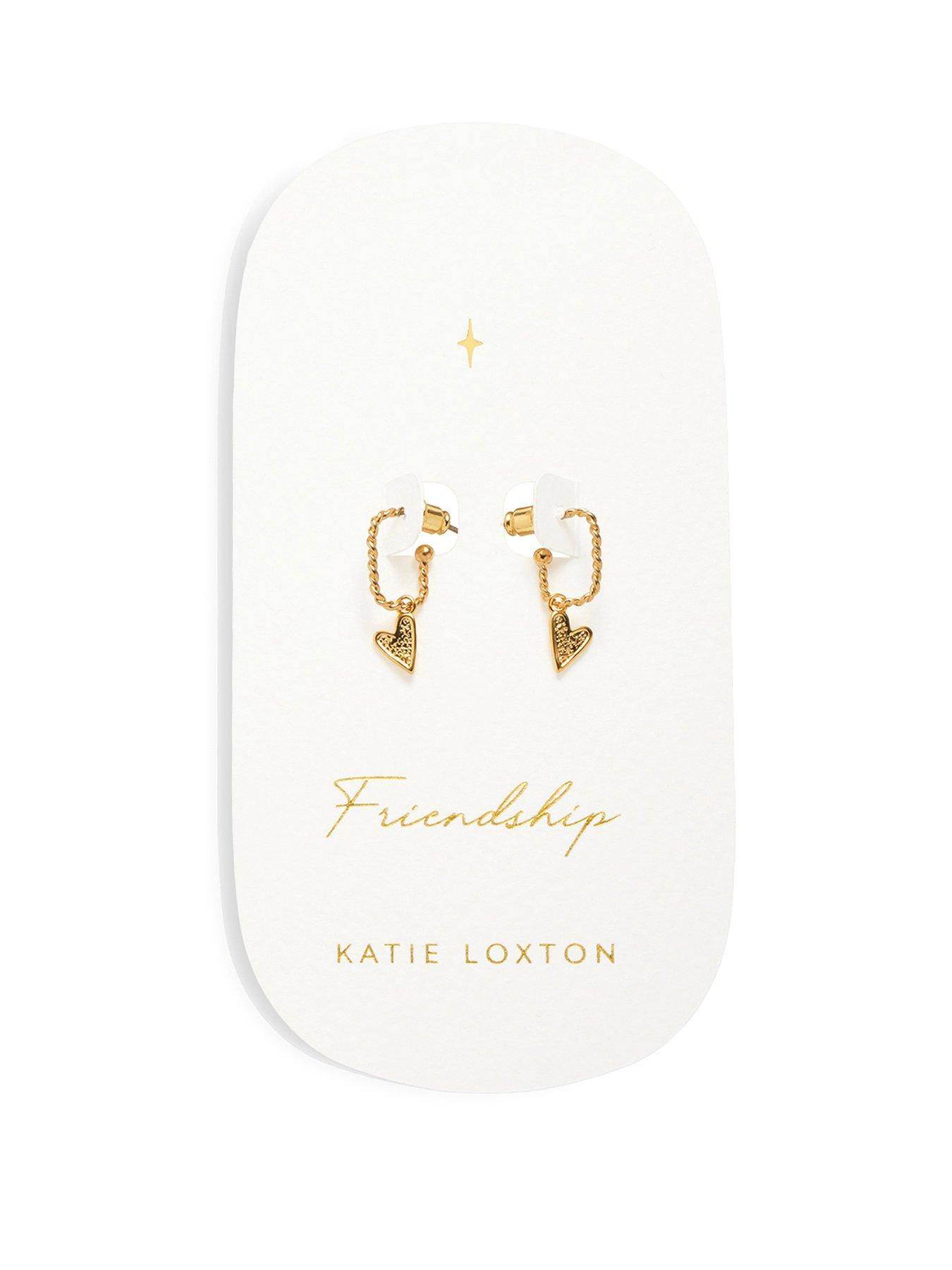 Katie Loxton FRIENDSHIP - HEART EARRINGS - Gold Coated - 1.3cm x 0.1cm x 0.9cm