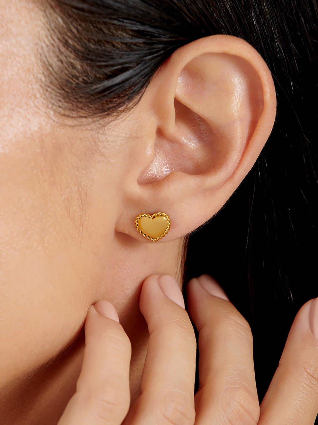 Katie Loxton LOVE - HEART STUD EARRINGS - Gold Coated - 0.9cm x 1cm x 0.2cm