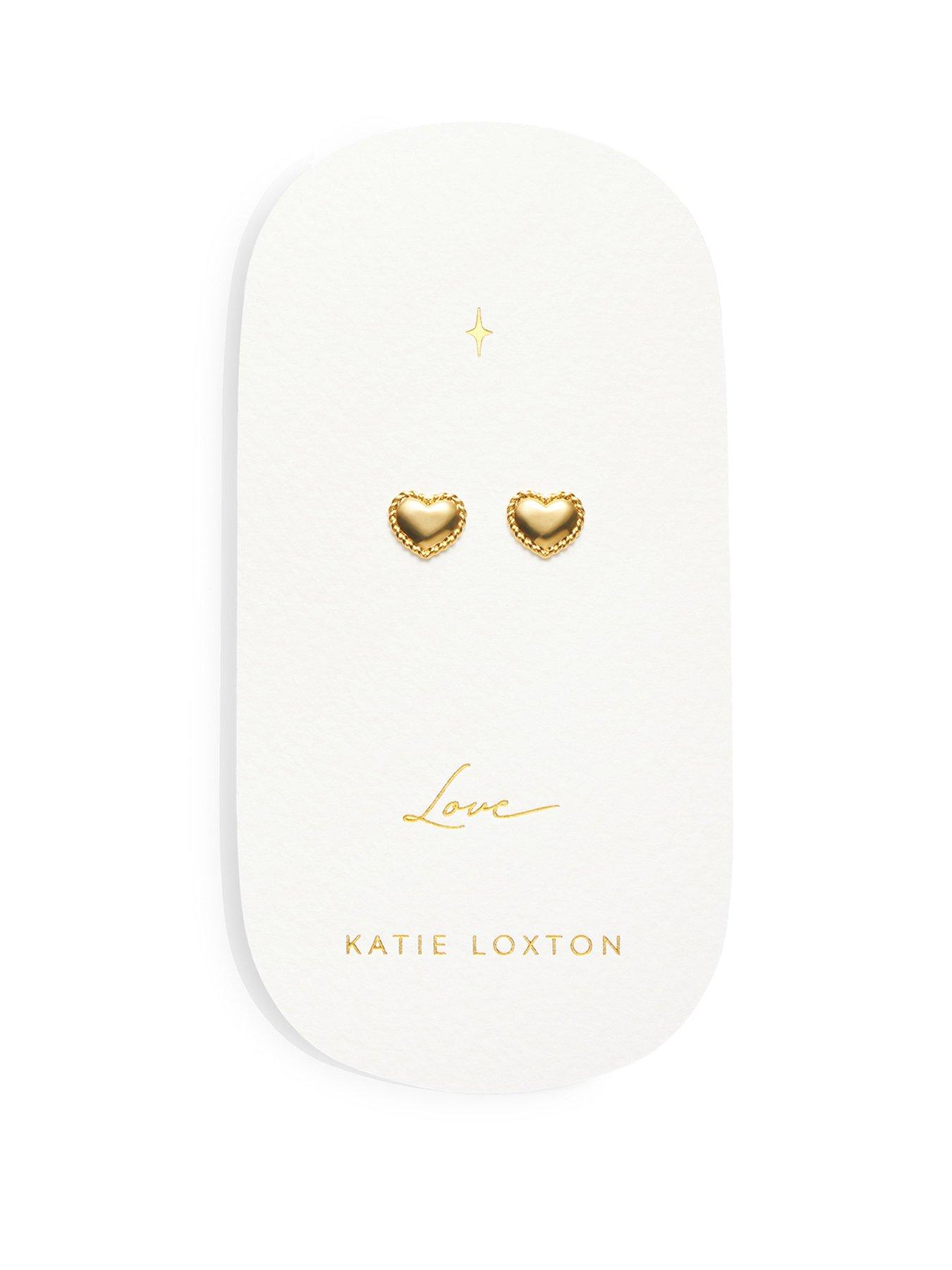 Katie Loxton LOVE - HEART STUD EARRINGS - Gold Coated - 0.9cm x 1cm x 0.2cm