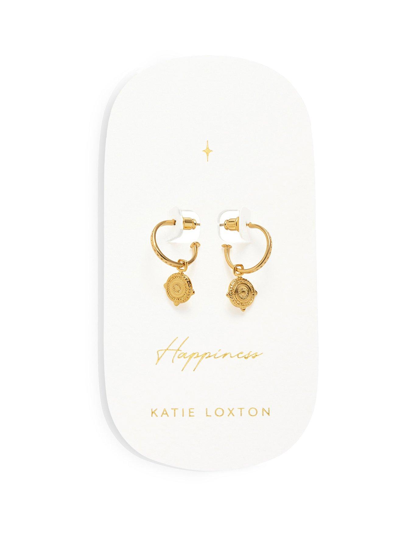 Katie Loxton HAPPINESS - ANTIQUE COIN HOOP EARRINGS - Gold Coated - 1.3cm x 1.4cm x 0.2cm