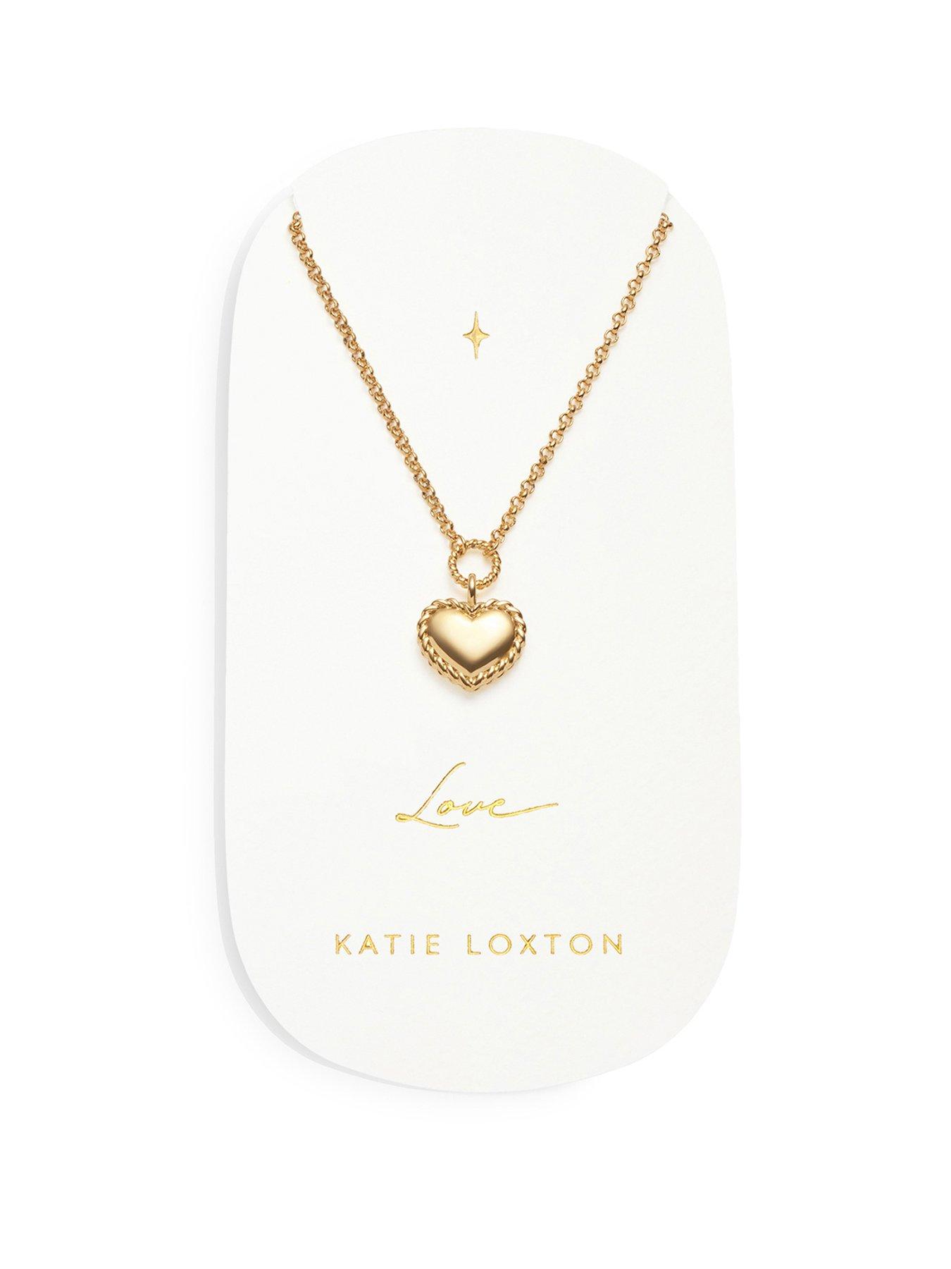 Product photograph of Katie Loxton Love Heart Necklace Gold Necklace 45cm 5cm Extender from very.co.uk
