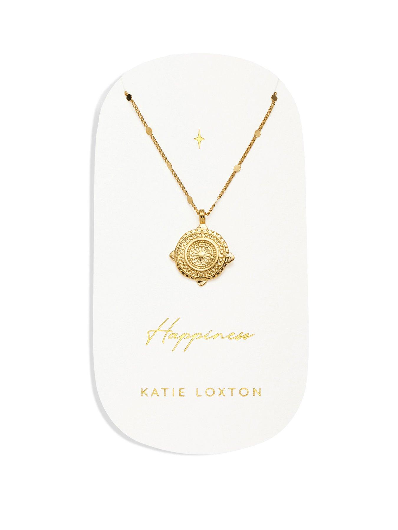 Product photograph of Katie Loxton Antique Coin Necklace Gold Necklace 45cm 5cm Extender from very.co.uk