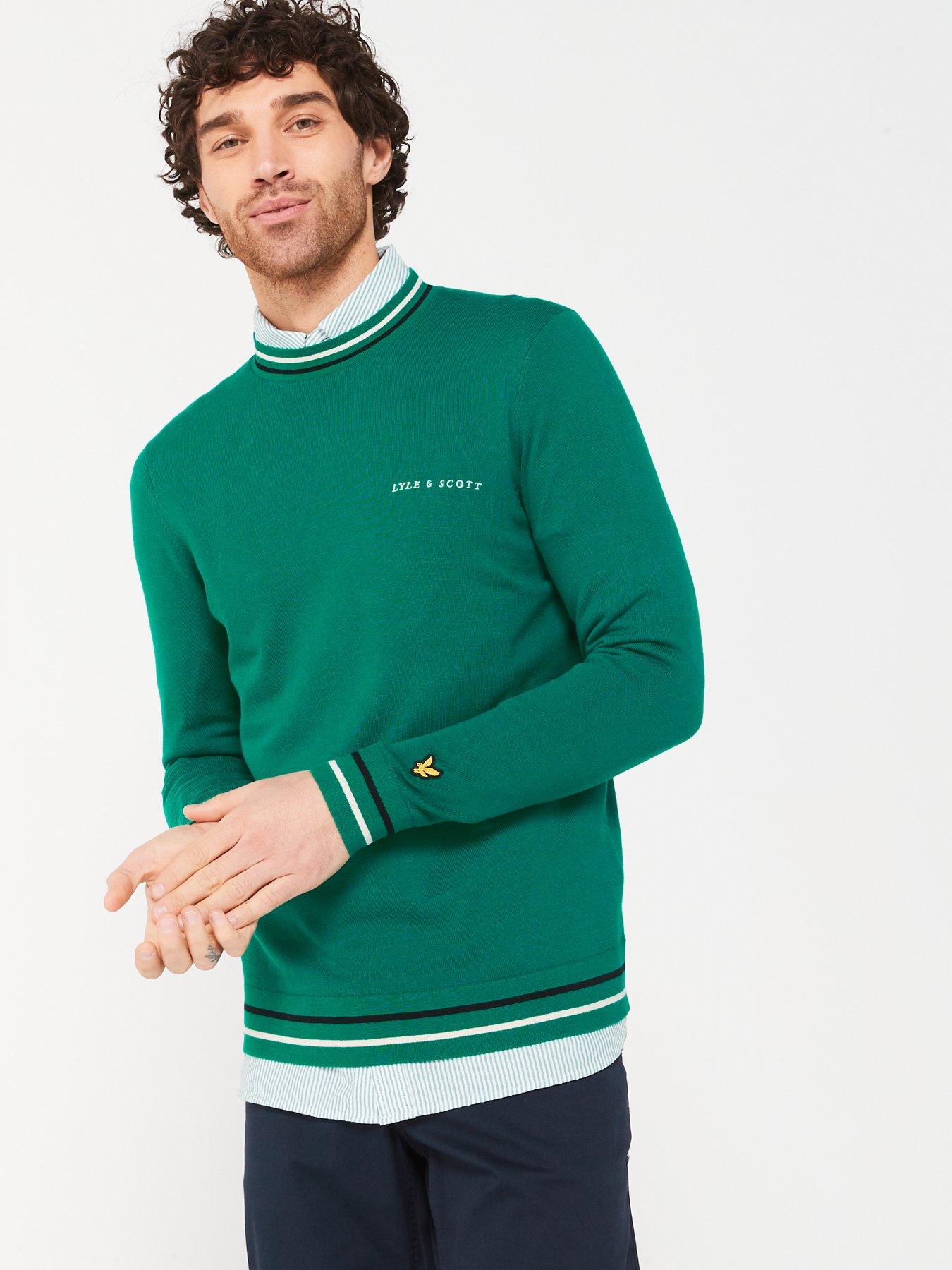 Lyle Scott Tipped Crew Neck Knitted Jumper Green very