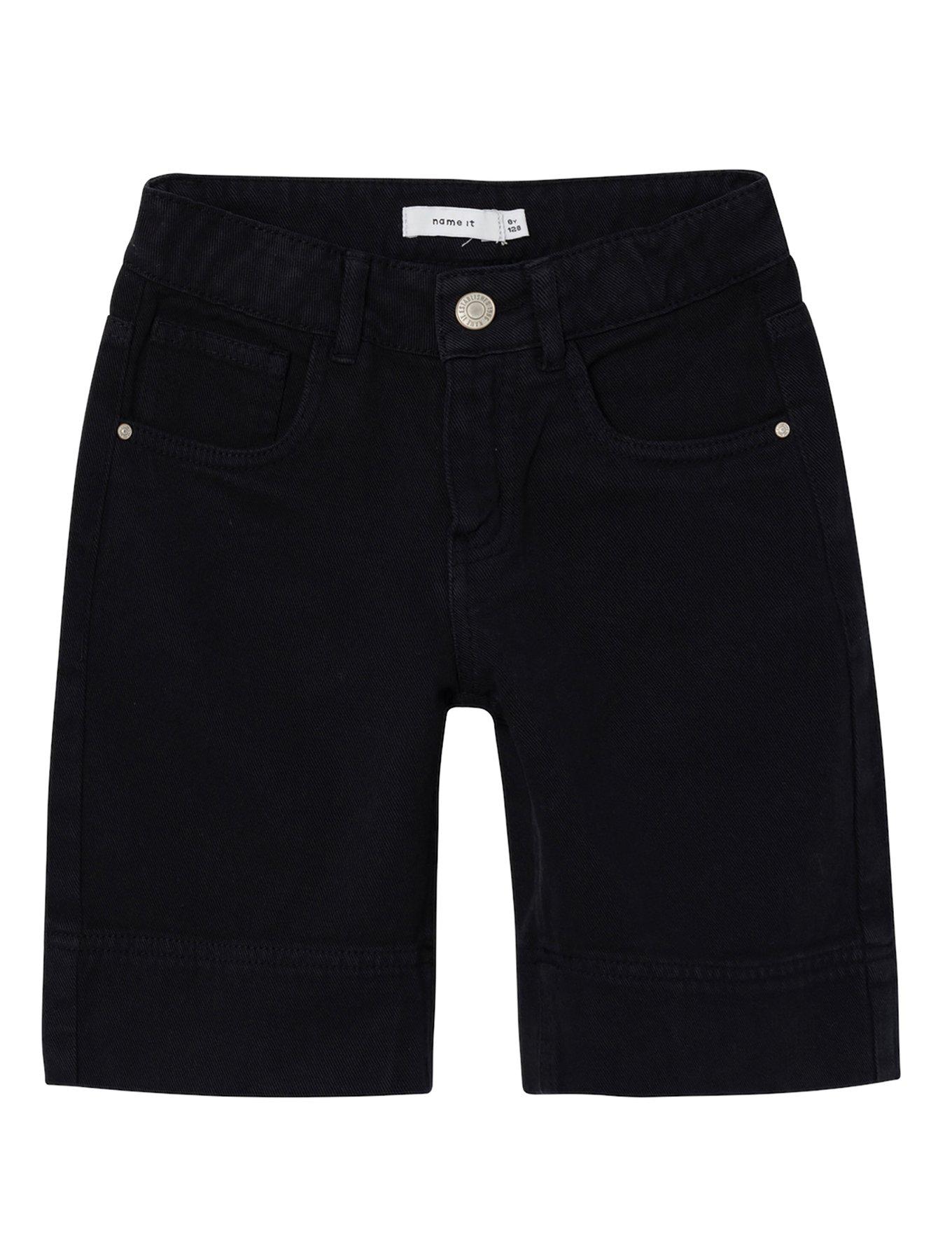 Mango Girls Frayed Hem Denim Shorts Black Very