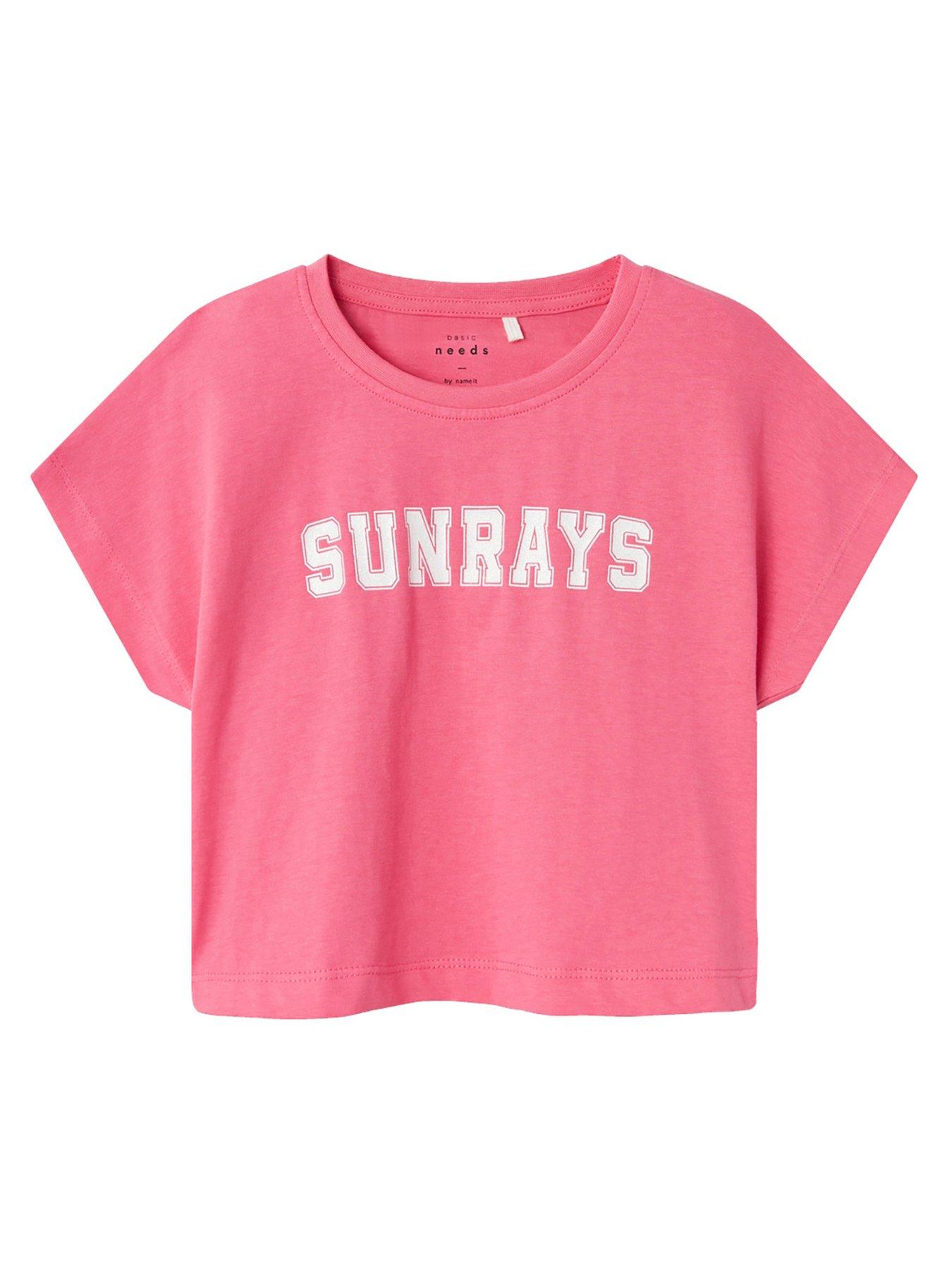 name it girls sunrays cropped short sleeve tshirt - camelia rose