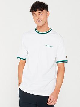 lyle & scott short sleeve embroidered tipped t-shirt - white