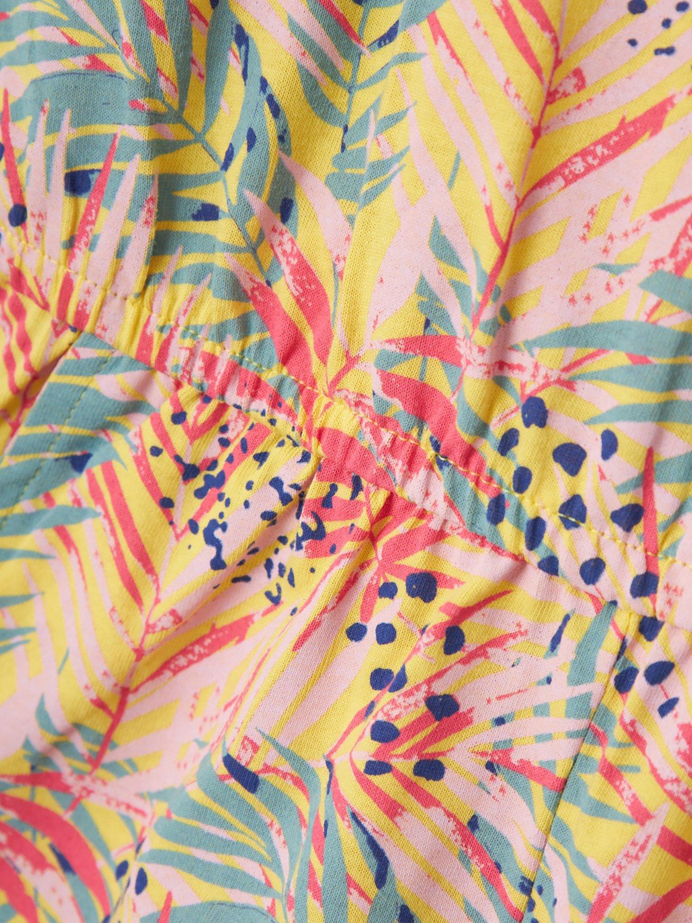 Image 3 of 3 of Name It Girls Vigga Jersey Leaf Print Playsuit - Yarrow