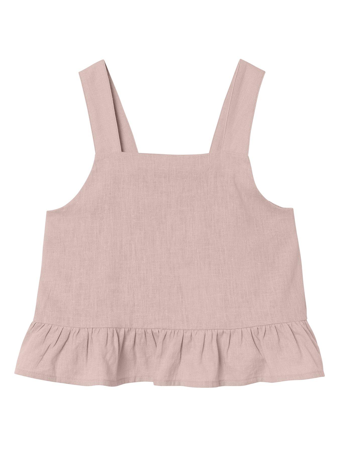 name it girls strappy linen co-ord top - sepia rose
