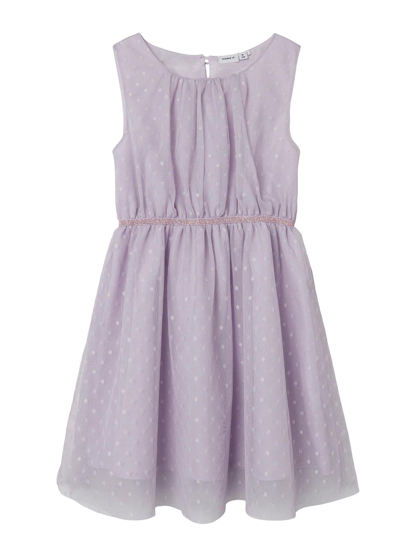 name it girls spot organza dress - orchid petal