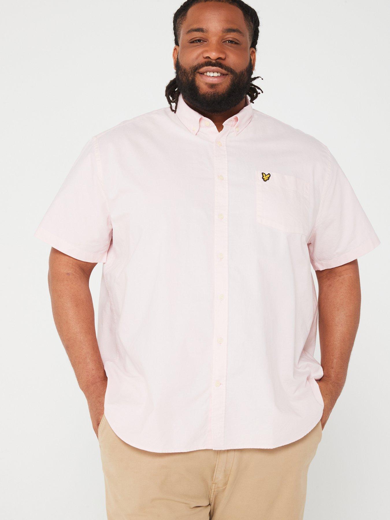 Big Tall Regular Fit Short Sleeve Oxford Shirt Light Pink