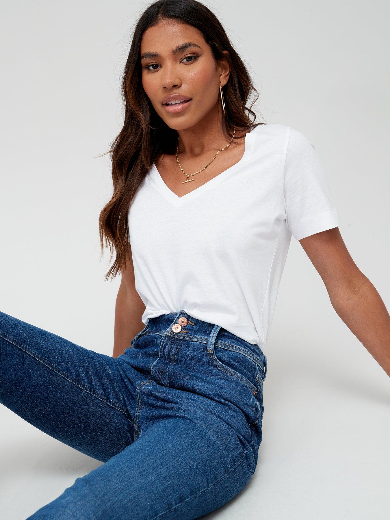 V by Very Short Sculpt Slim Mom Jeans Blue