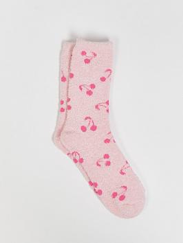 boux avenue cosy cherry sock (pair), pink, women