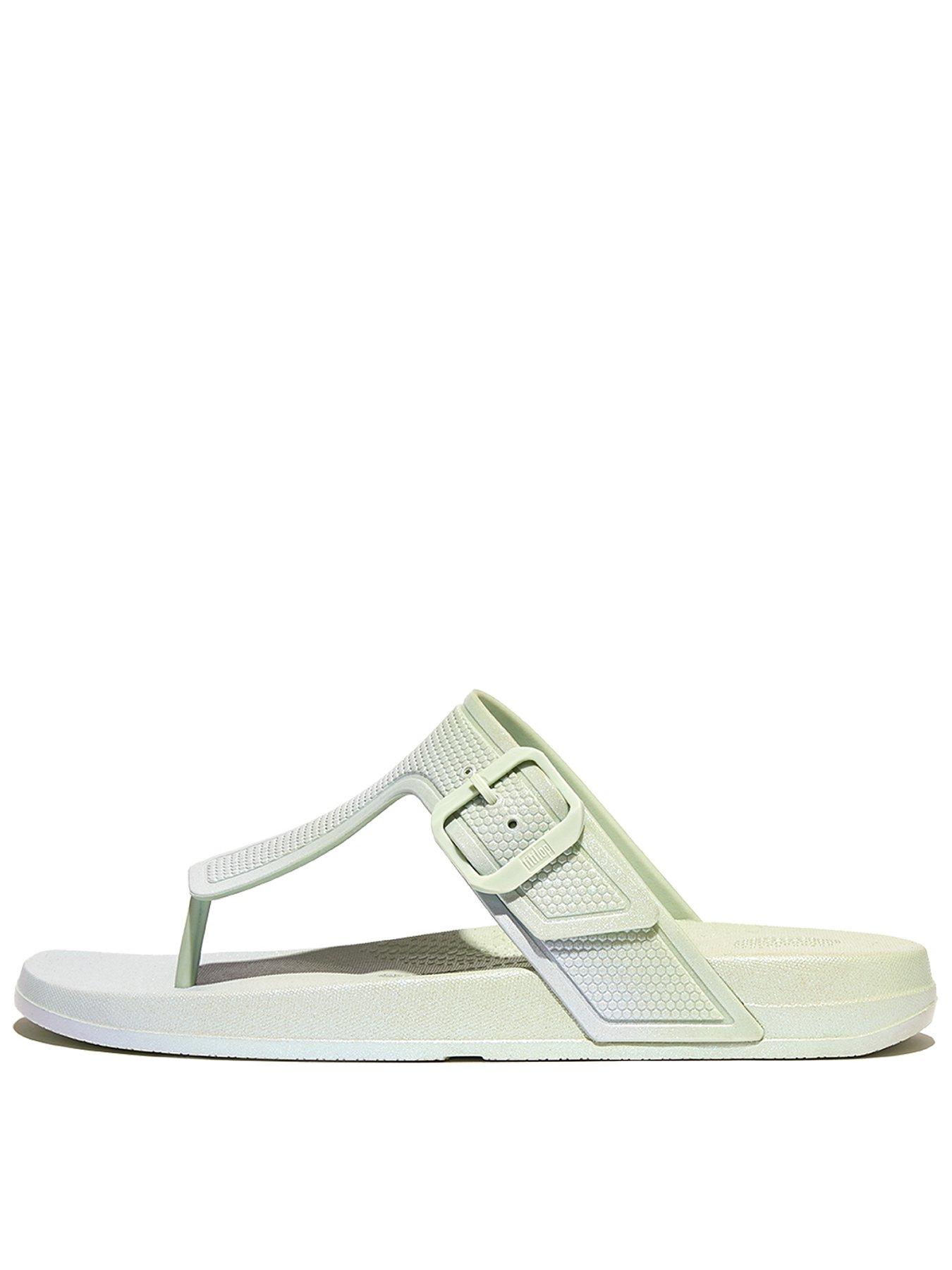 FitFlop Iqushion Iridescent Adjustable Buckle Flip-flops - Sagebrush ...