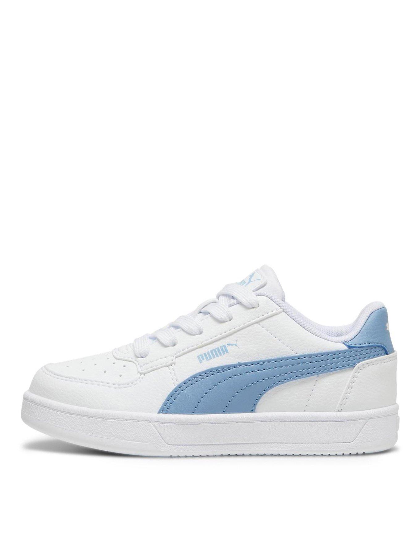 Puma Unisex Kids Caven 2.0 Trainers - White/Blue, White/Blue, Size 12 Younger