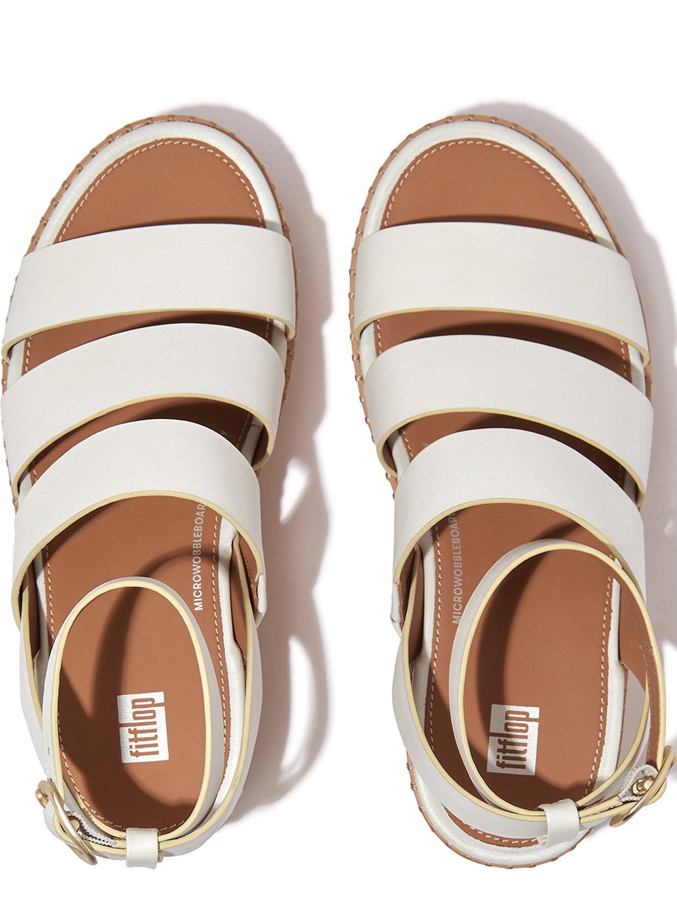 FitFlop Eloise Leather cork Strappy Wedge Sandals Urban White Very