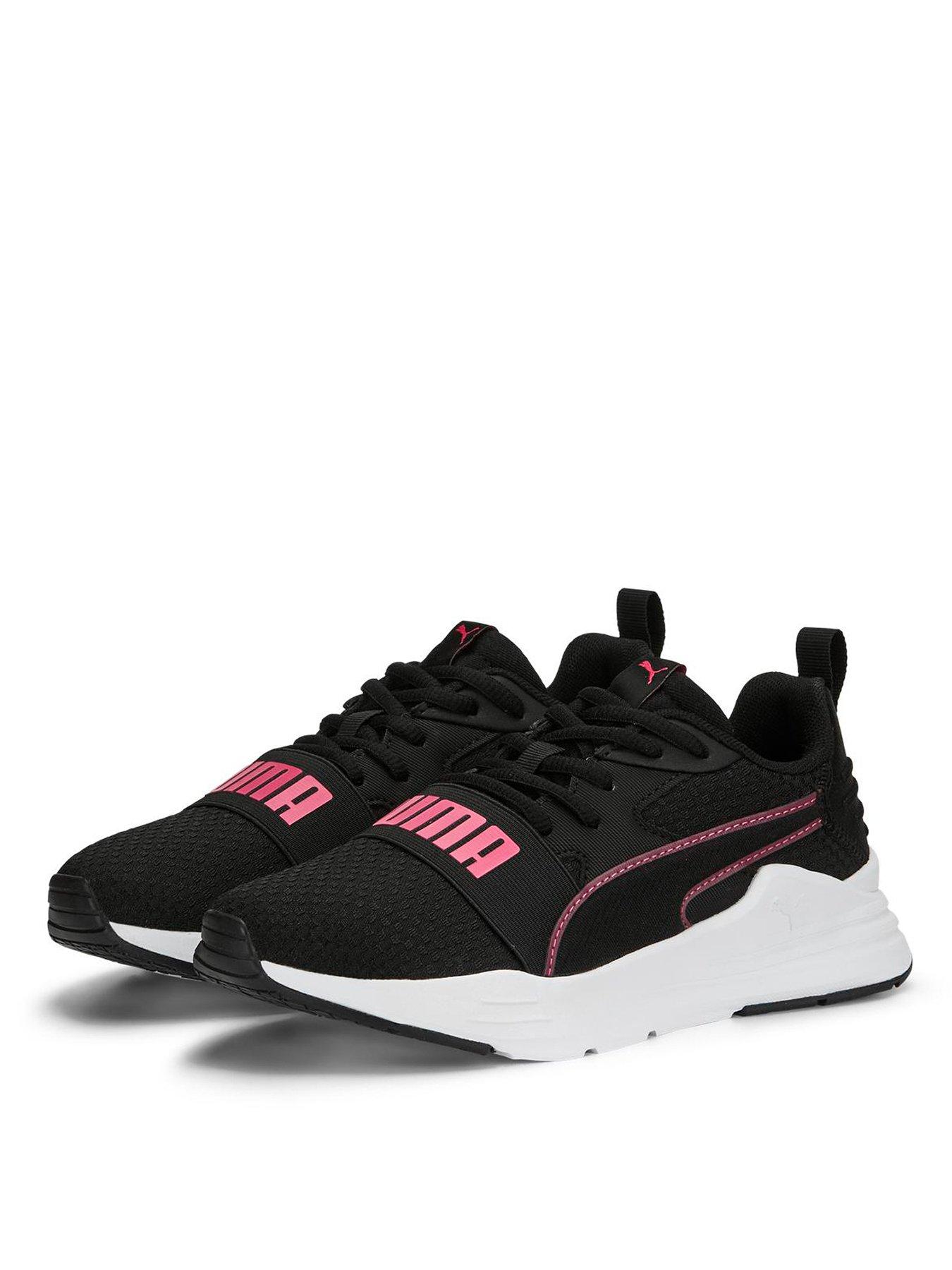 Puma suede pink and black best sale