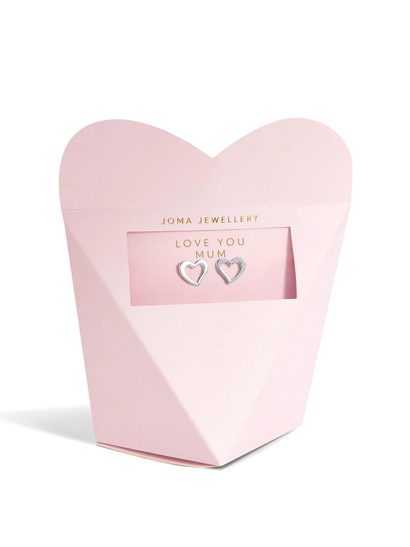 Product photograph of Joma Jewellery Mother S Day From The Heart Gift Box Love You Mum Silver Earrings from very.co.uk