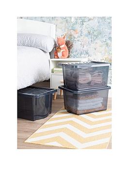Product photograph of Wham Set Of 3 Black Plastic Storage Boxes Ndash 28 Litres Each from very.co.uk