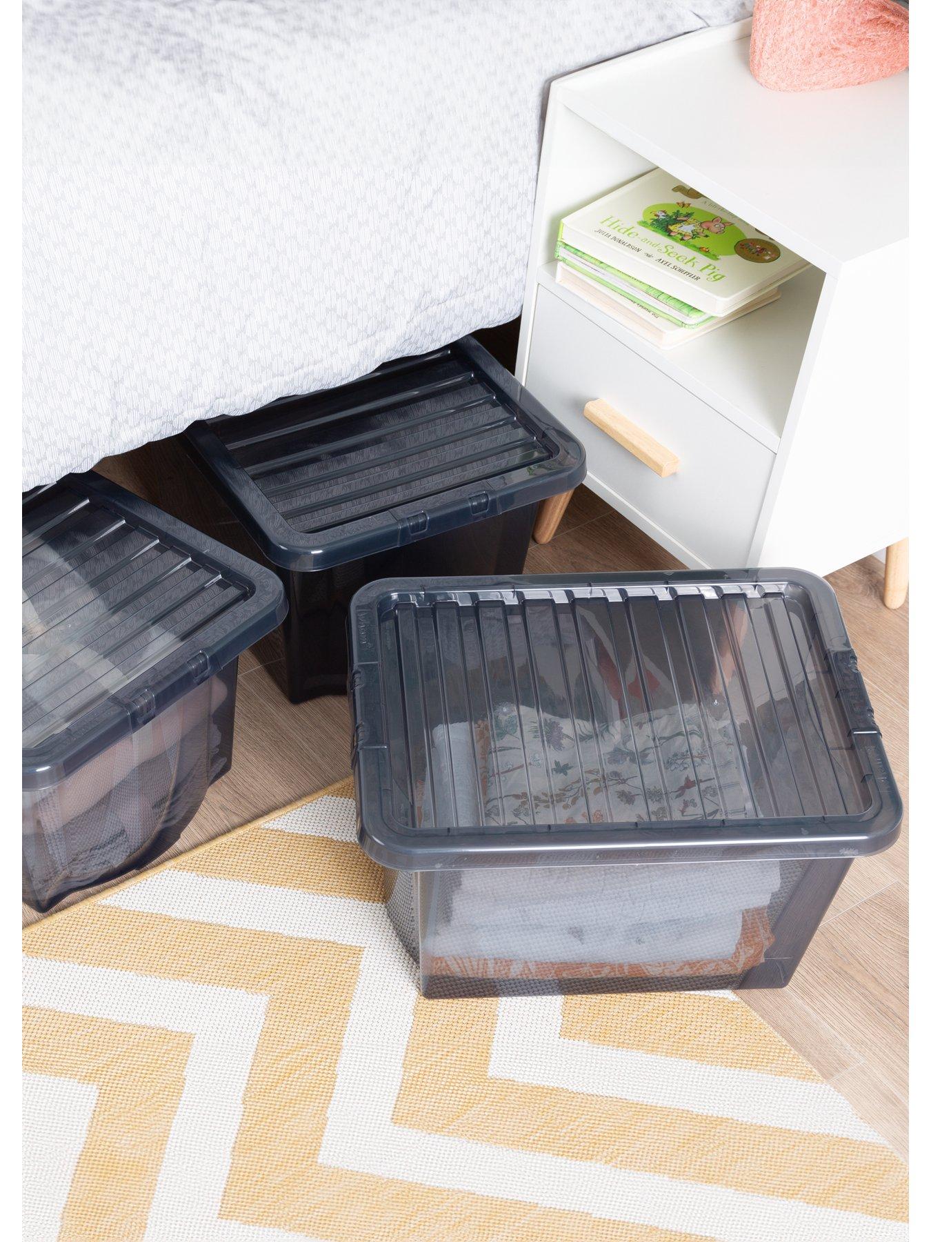 Wham Set of 3 Black Plastic Storage Boxes 28 litres each very.co.uk