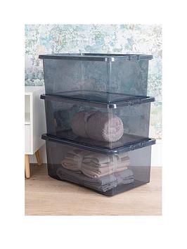 Product photograph of Wham Set Of 3 Black Storage Boxes Ndash 45-litre Capacity from very.co.uk