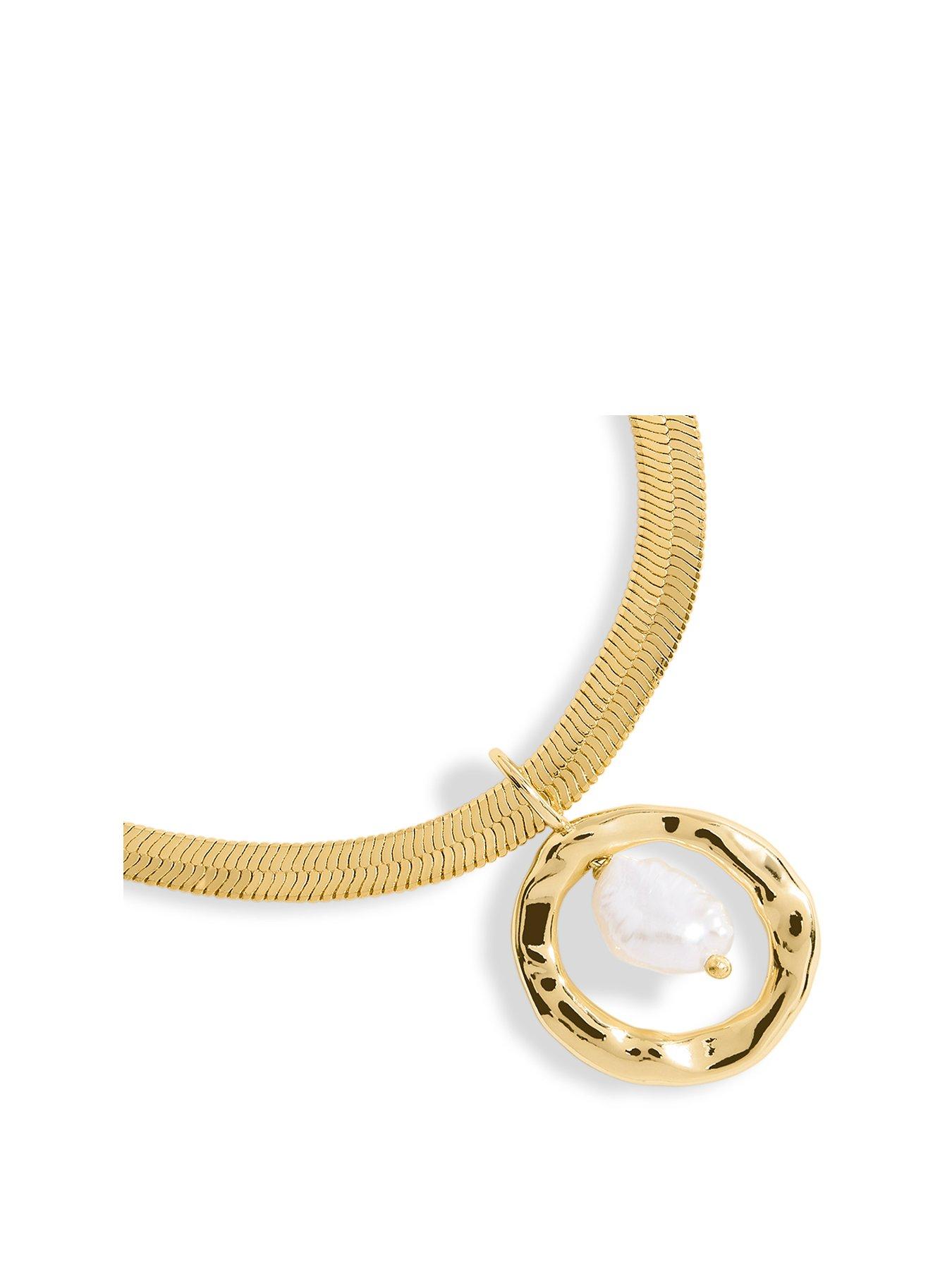 Product photograph of Joma Jewellery Solaria Baroque Pearl Gold Pendant Necklace 46cm 5cm Extender from very.co.uk
