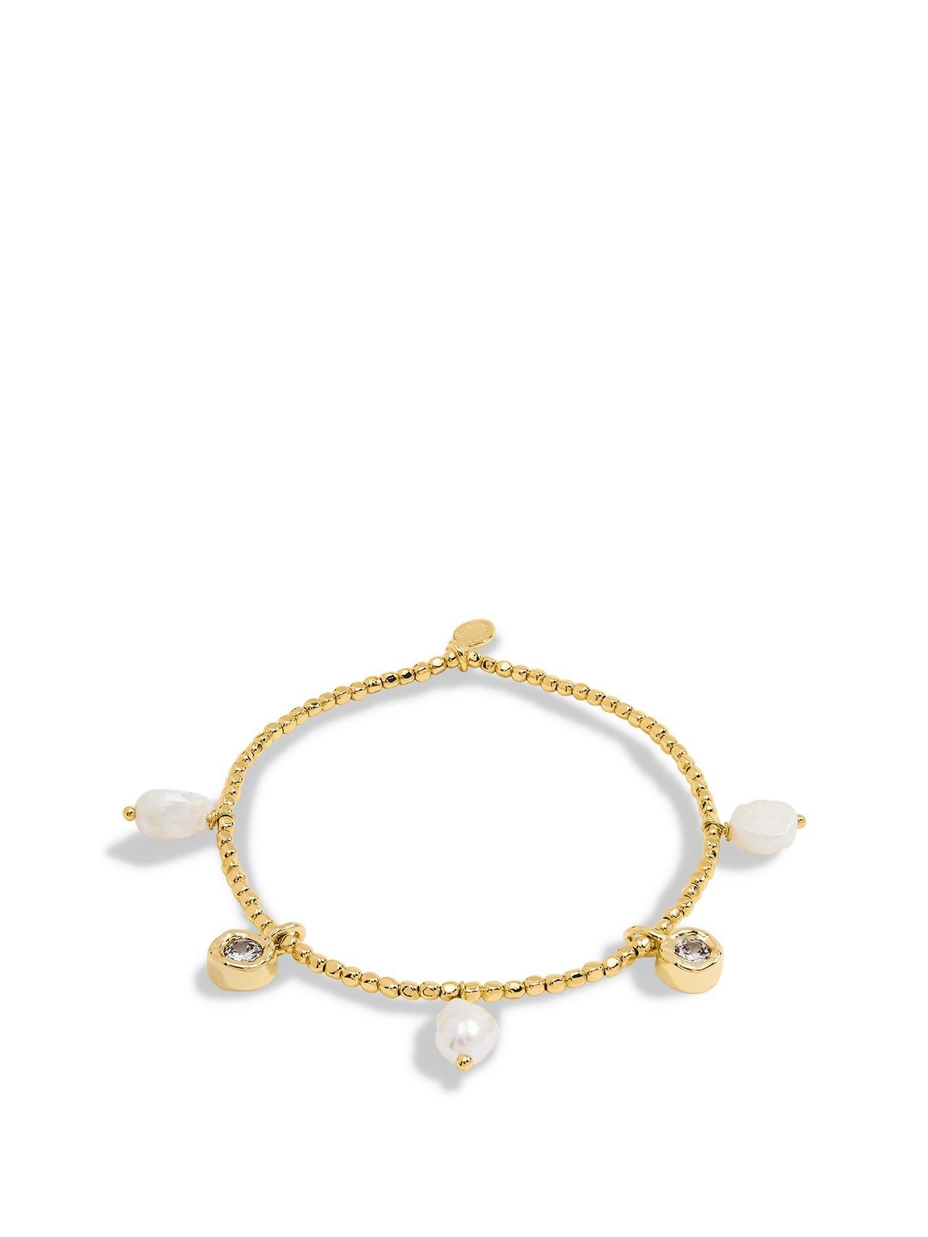 Product photograph of Joma Jewellery Solaria Baroque Pearl Gold Bracelet 17 5cm Stretch from very.co.uk