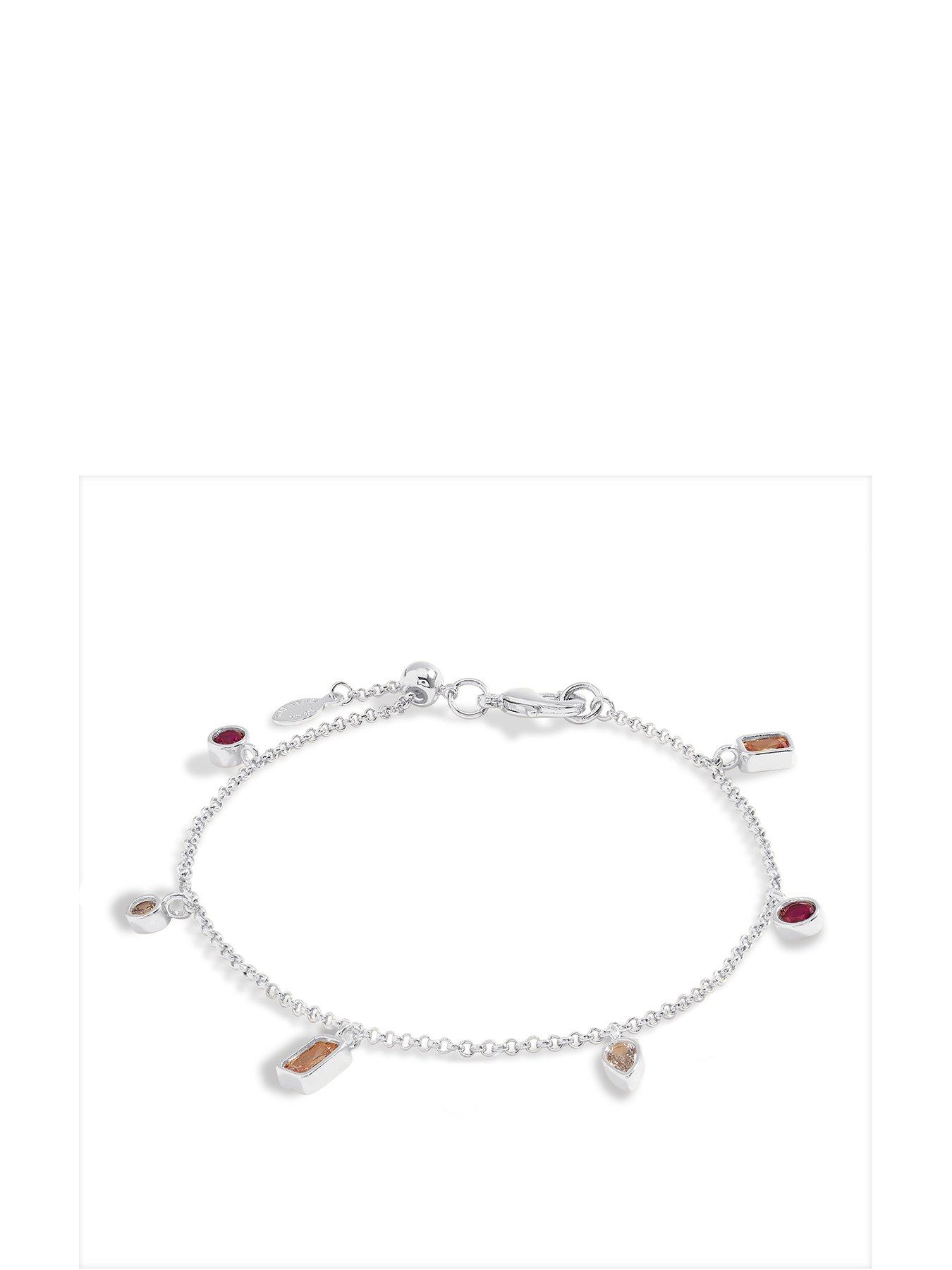 Product photograph of Joma Jewellery Gem Glow Multi Gem Silver Bracelet 19cm Adjustable from very.co.uk