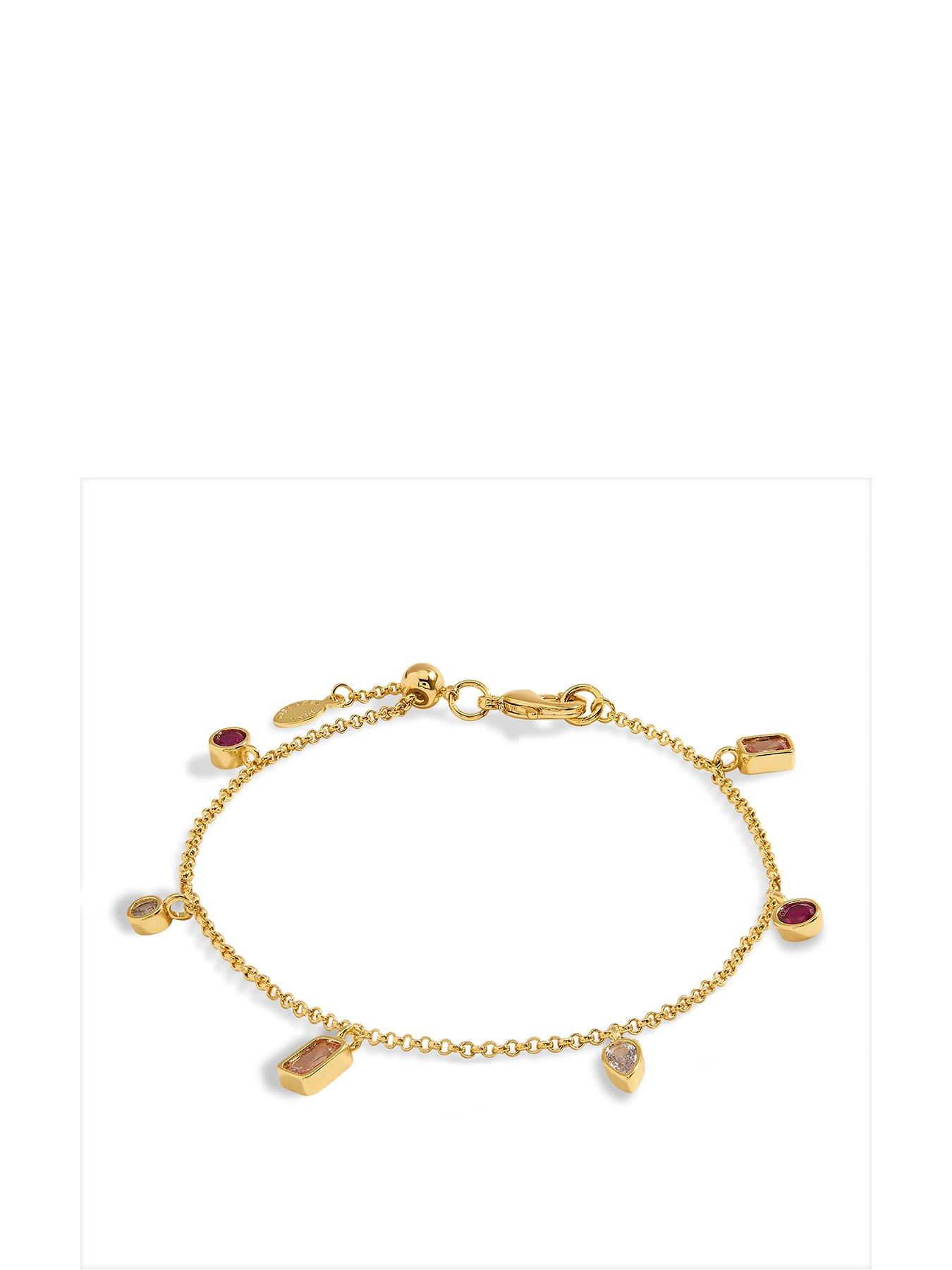 Product photograph of Joma Jewellery Gem Glow Multi Gem Gold Bracelet 19cm Adjustable from very.co.uk