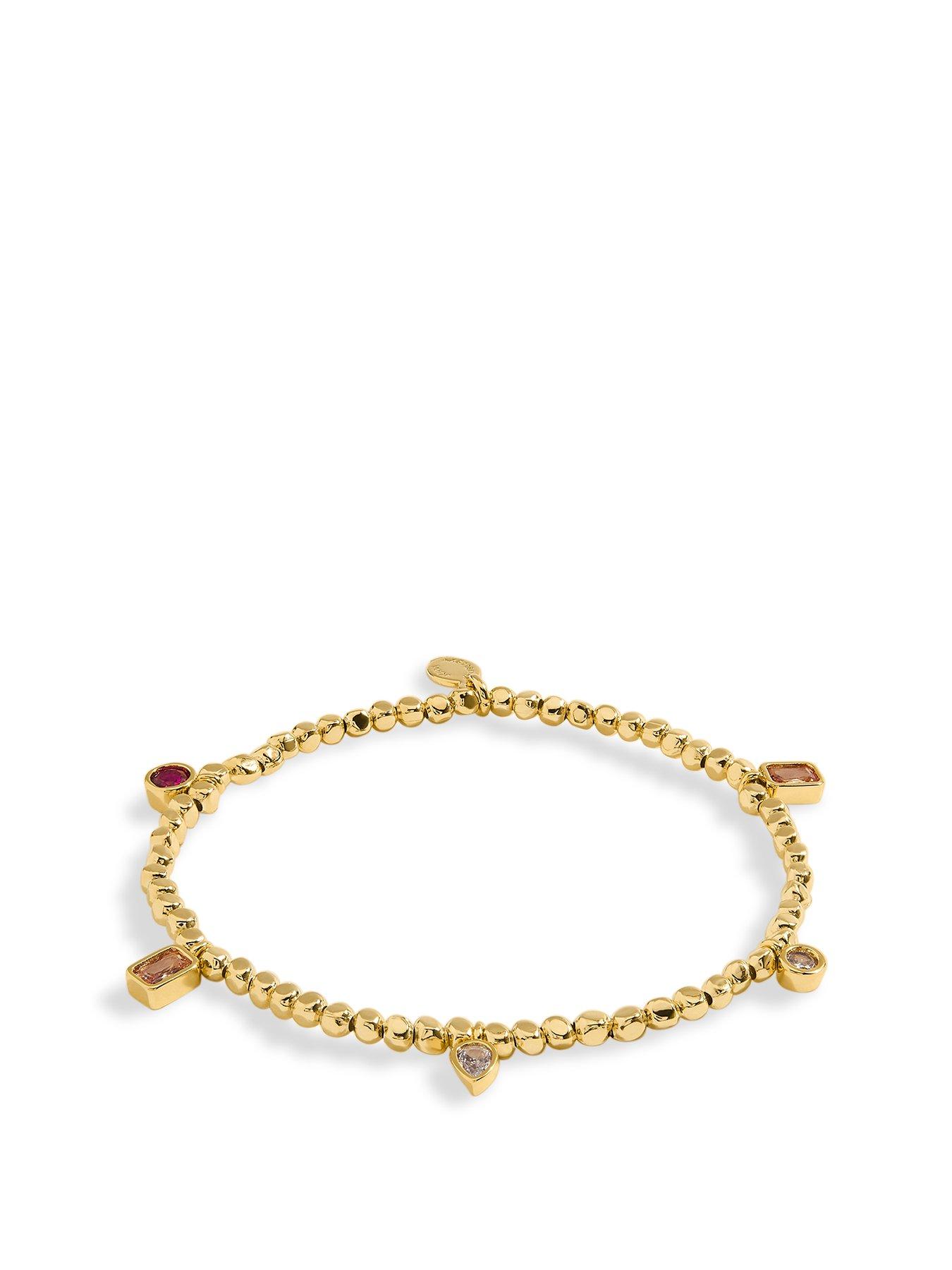 Product photograph of Joma Jewellery Gem Glow Multi Gem Bead Gold Bracelet 17 5cm Stretch from very.co.uk