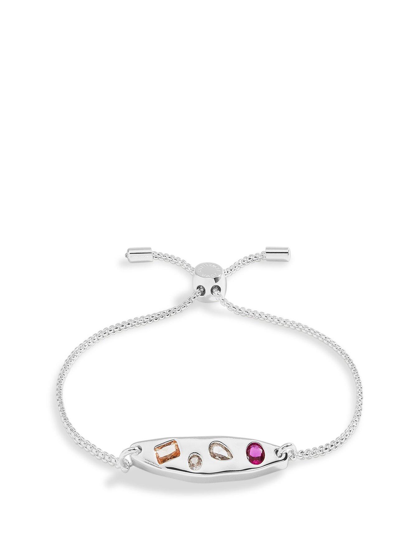 Product photograph of Joma Jewellery Gem Glow Gem Cluster Silver Bracelet 24 5cm Adjustable from very.co.uk