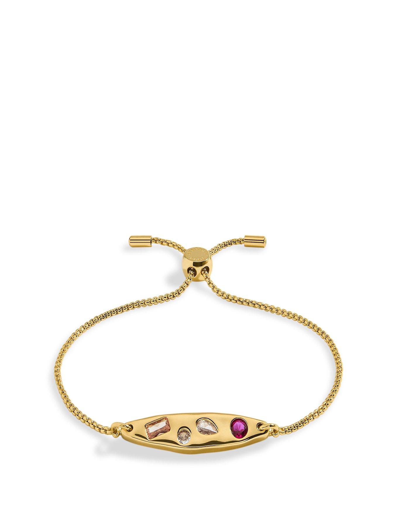 Product photograph of Joma Jewellery Gem Glow Gem Cluster Gold Bracelet 24 5cm Adjustable from very.co.uk