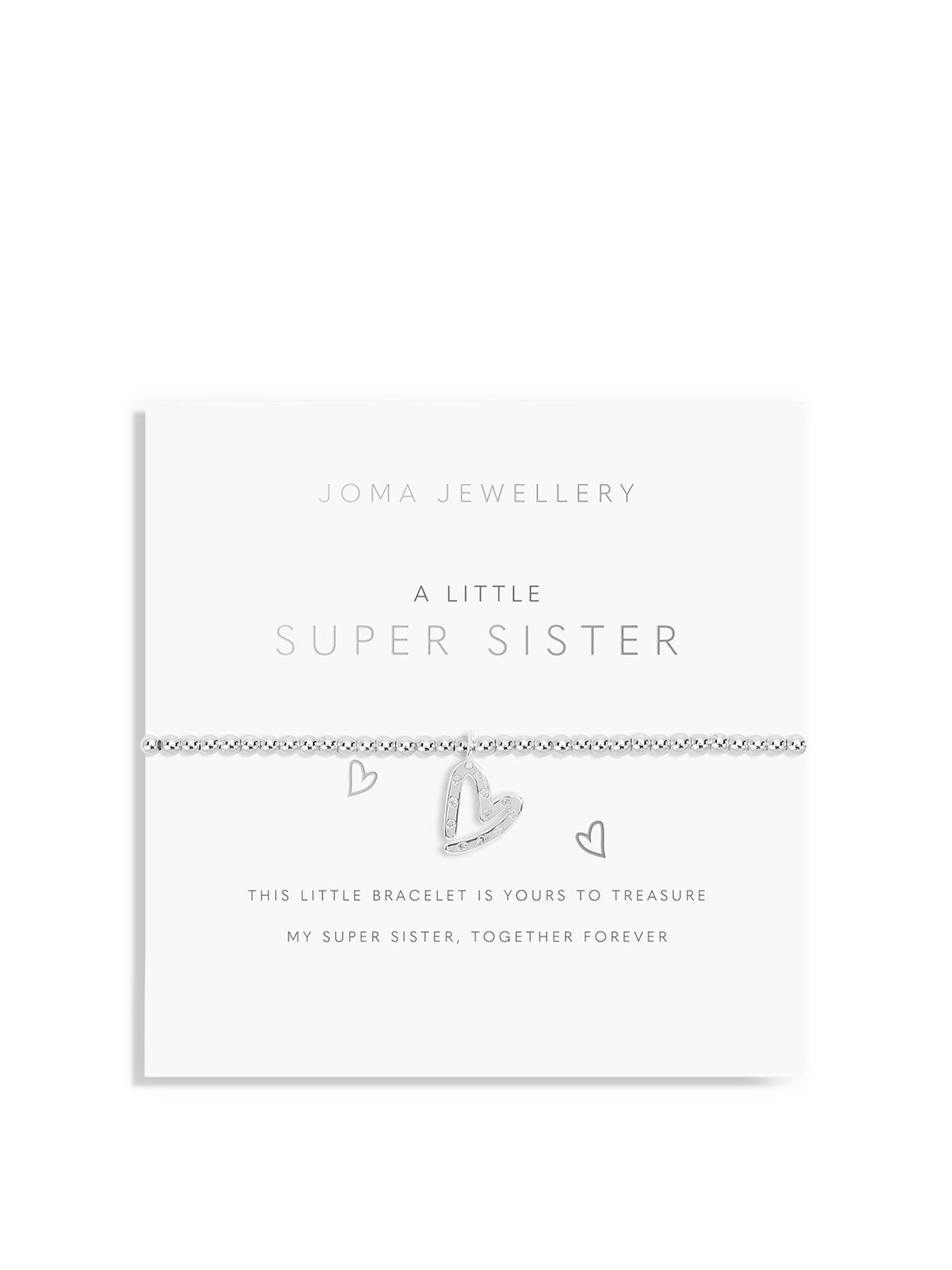 Product photograph of Joma Jewellery A Little Super Sister Silver Bracelet 15 5cm Stretch from very.co.uk