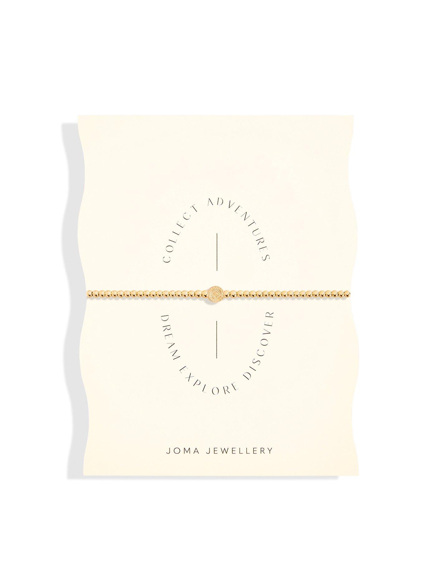 Product photograph of Joma Jewellery Share Happiness Collect Adventures Dream Explore Discover Gold Bracelet 17 5cm Stretch from very.co.uk